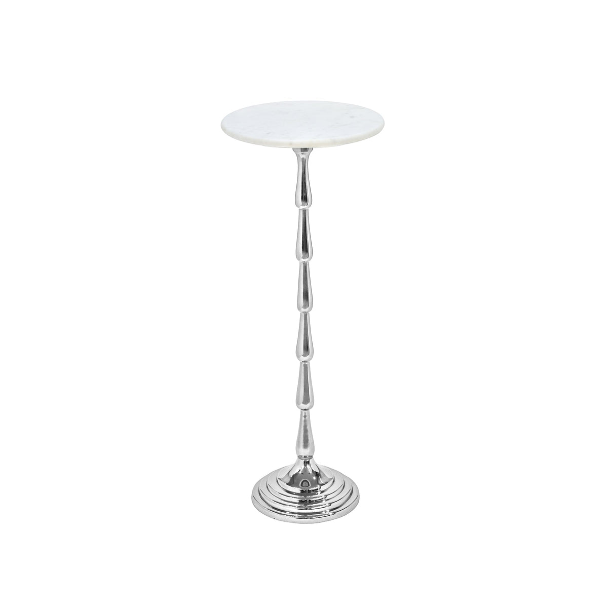 Drink Table with White Marble Top | Aluminum Base