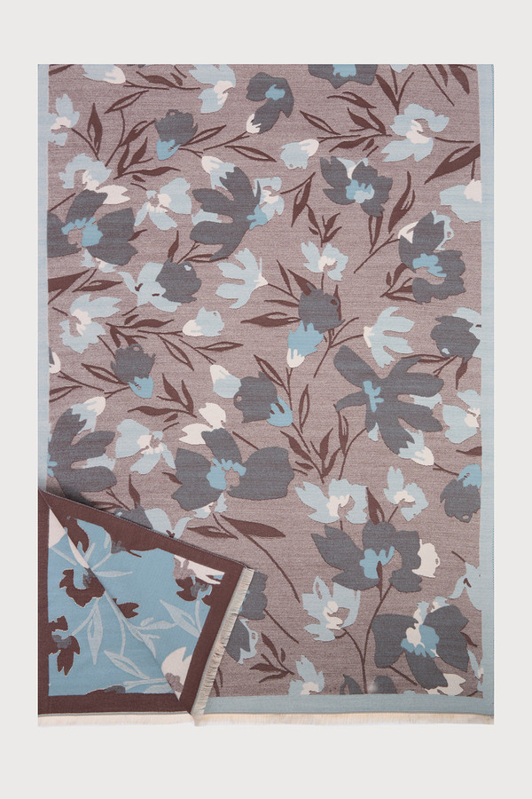 La Floraison Reversible Scarf - Blue