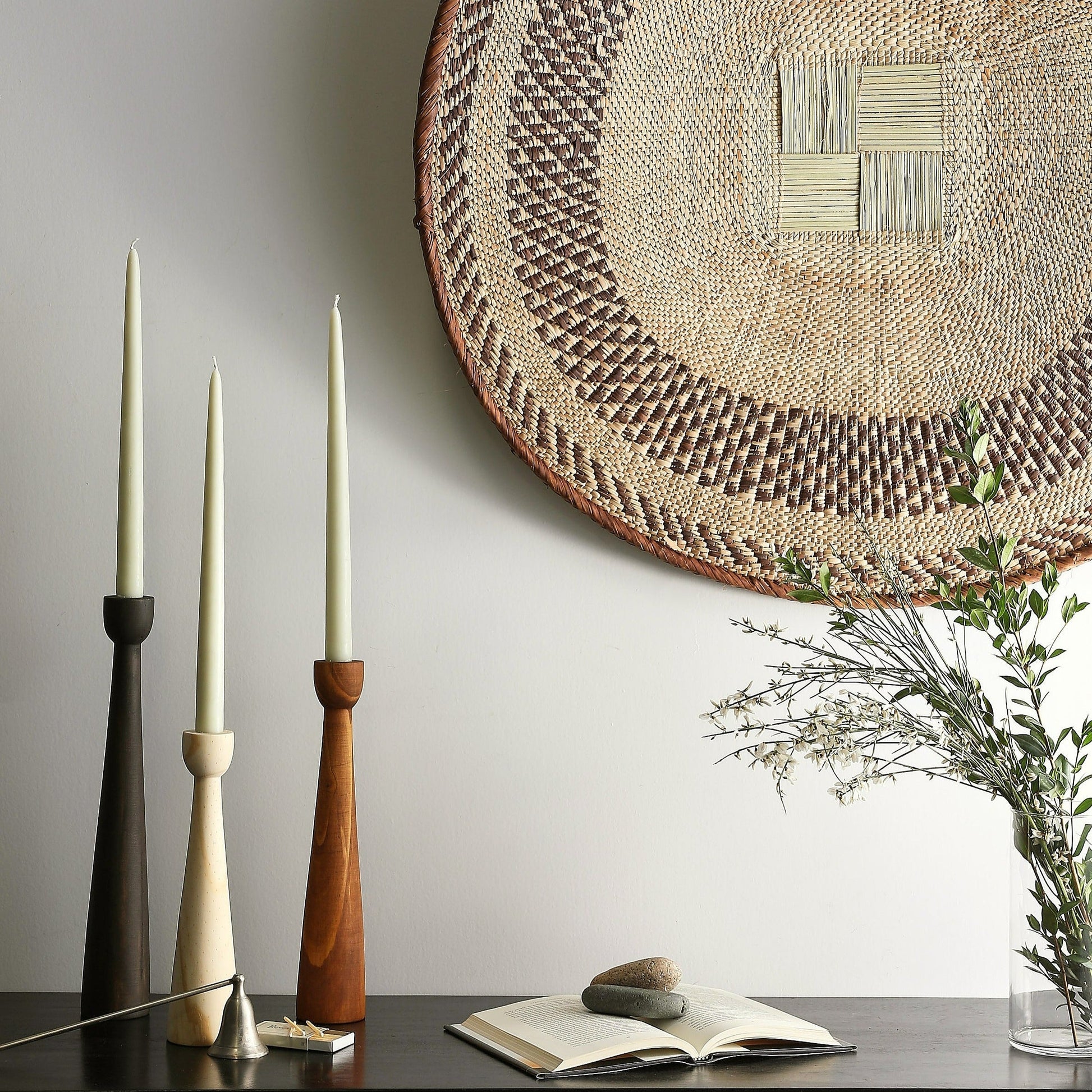 natural wood candle holder