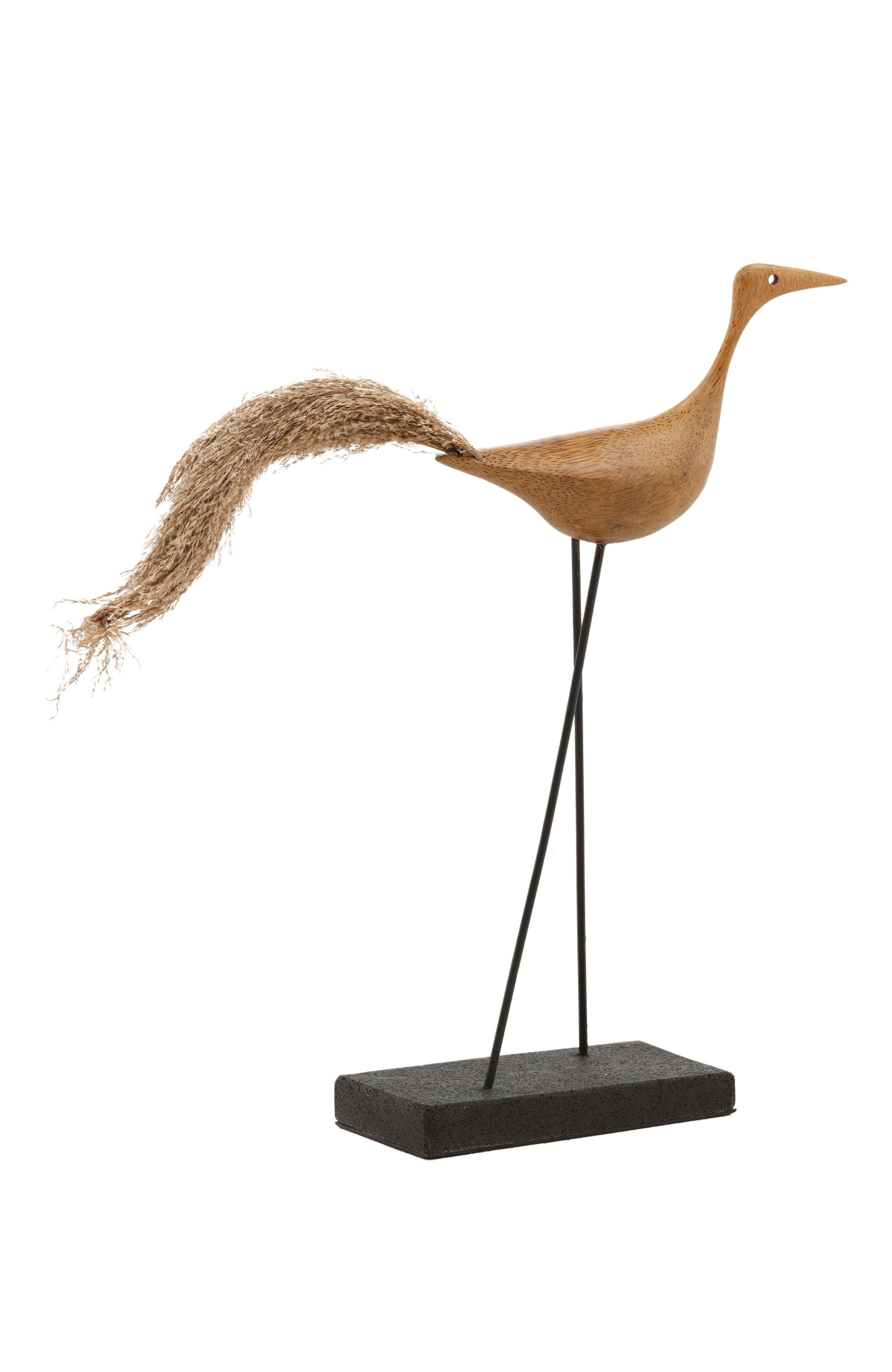 Kestrel Bamboo & Stone Bird Sculpture - Natural/Black