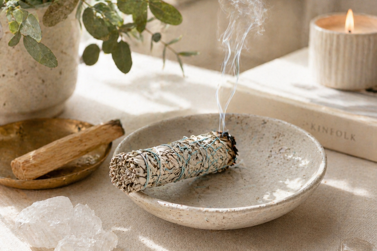 Lifestyle view of sage, included in Sacred Space Ritual Box