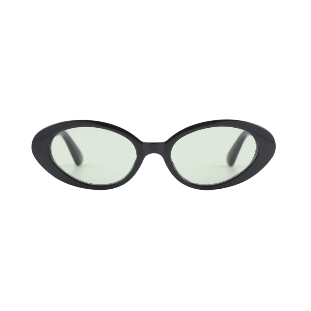 Sad Eyewear Bloom oval sunglasses in black with tinted olive lenses