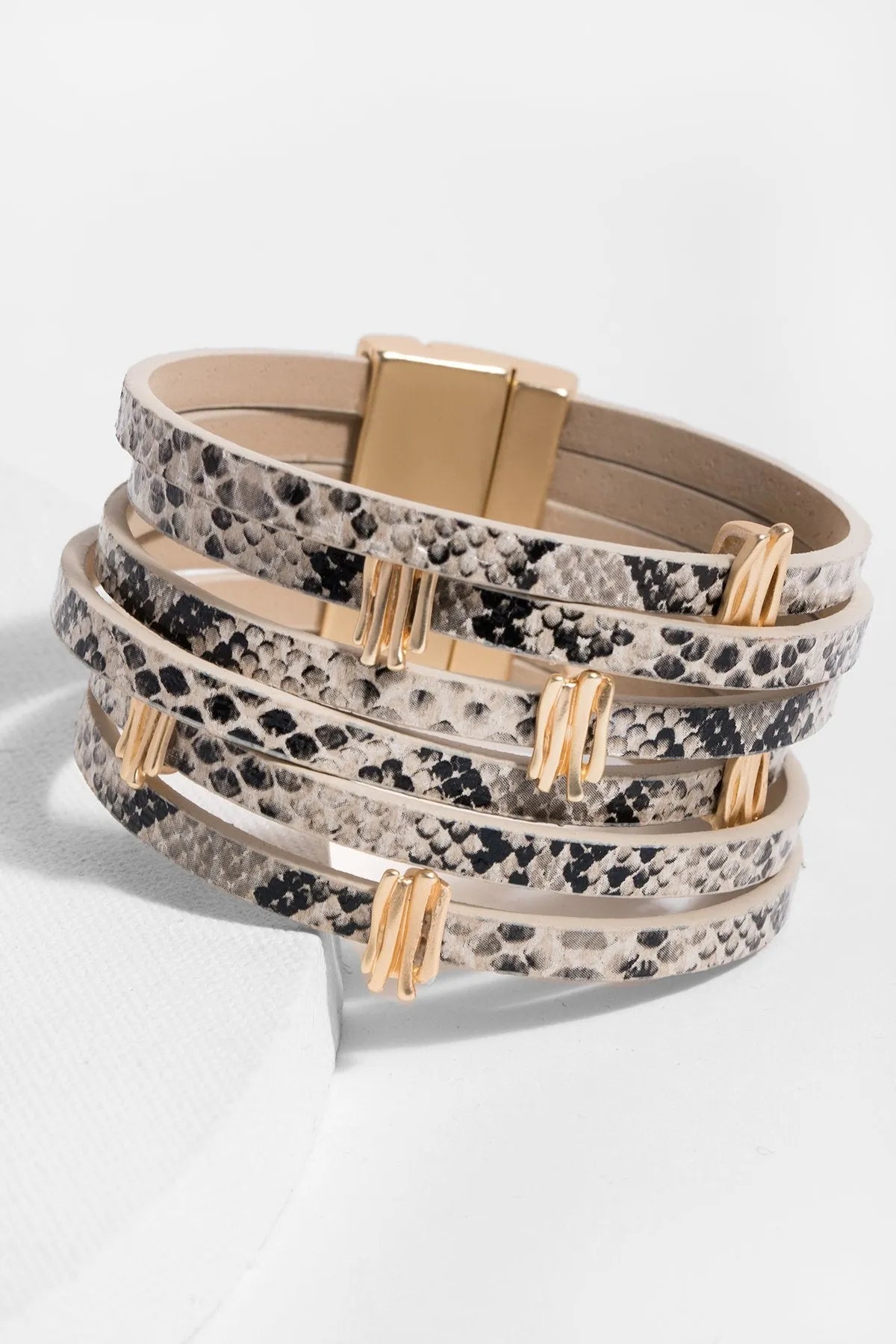 Penina Leather Bracelet Blanche Dalmond