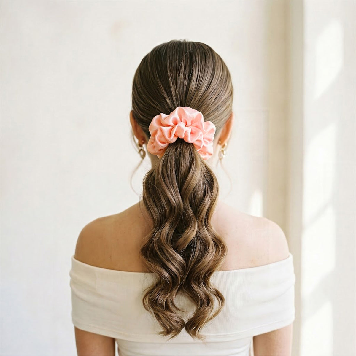 Hair Scrunchies: Solid Pink & White Assortment (Set of 4)