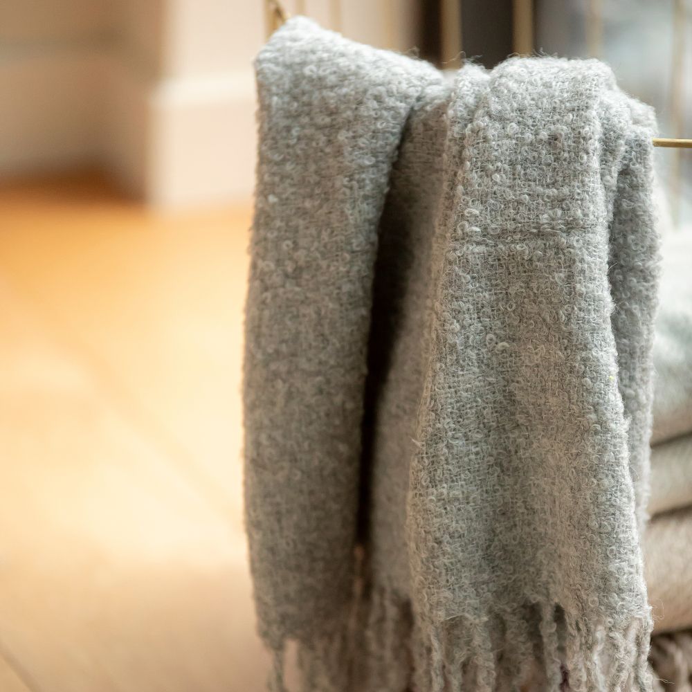 Artisanal grey handwoven throw