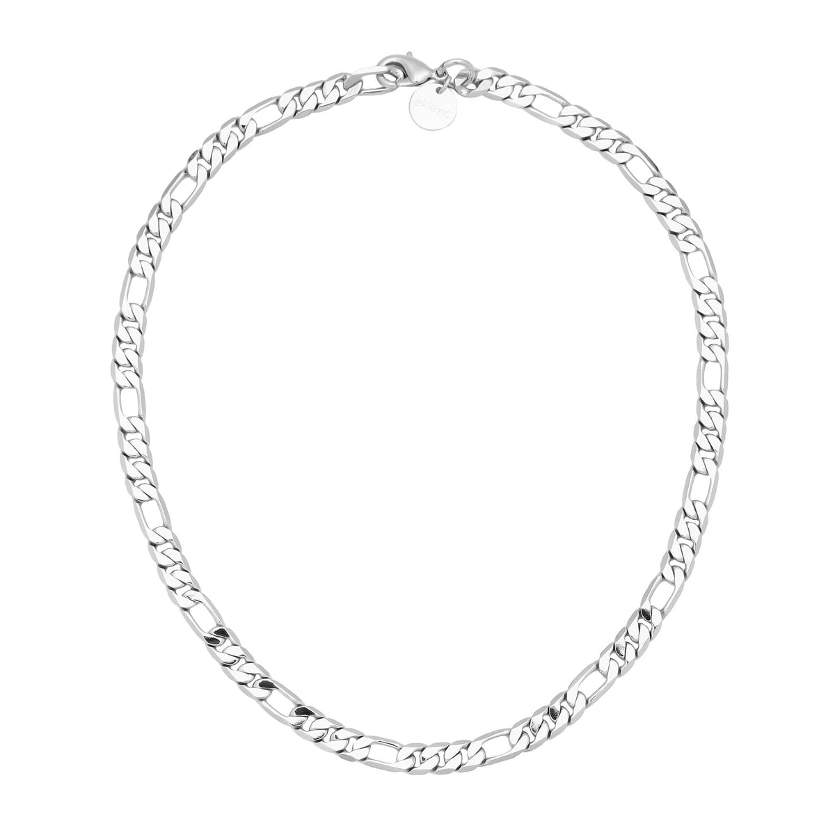 Silver Figaro chain necklace on Baby Axel Chain Necklace product display