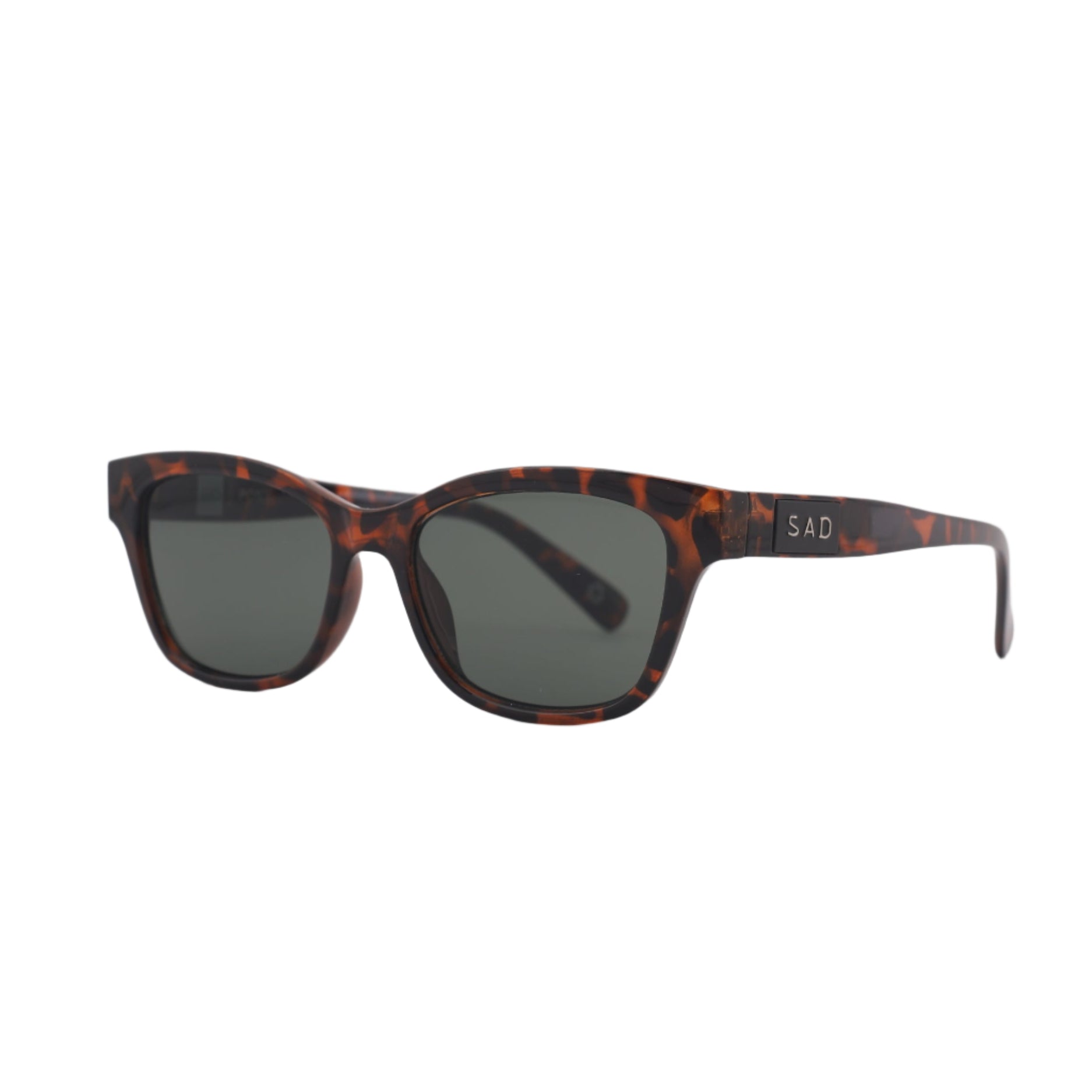 SAD Eyewear Pony wayfarer rectangle sunglasses in tortoiseshell with tinted olive UV protection lenses
