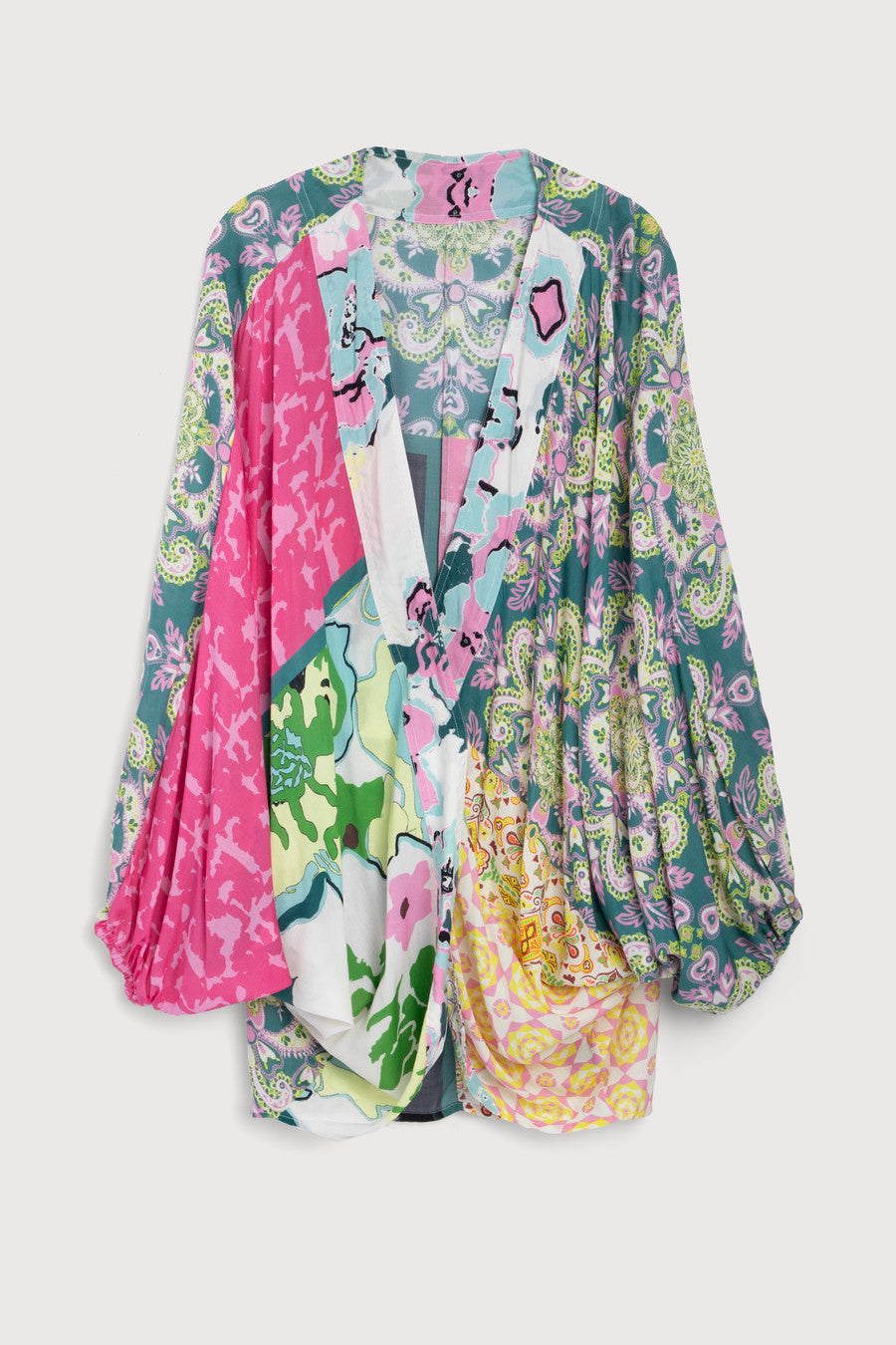 Multicolored Mixed Patterned Kimono - Pink