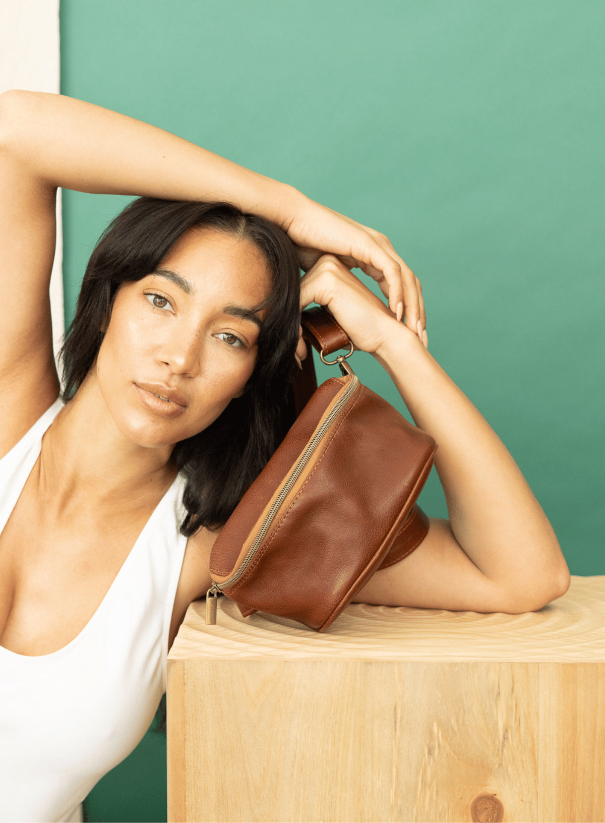 hip bag in brown from our spring collection - back view.