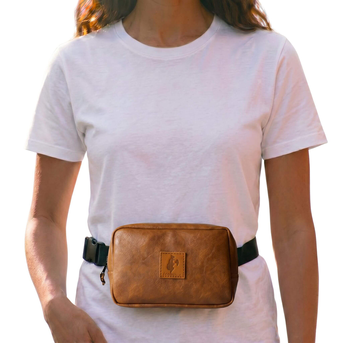 Vegan Leather Crossbody Belt Bag Ecodunia #color_brown
