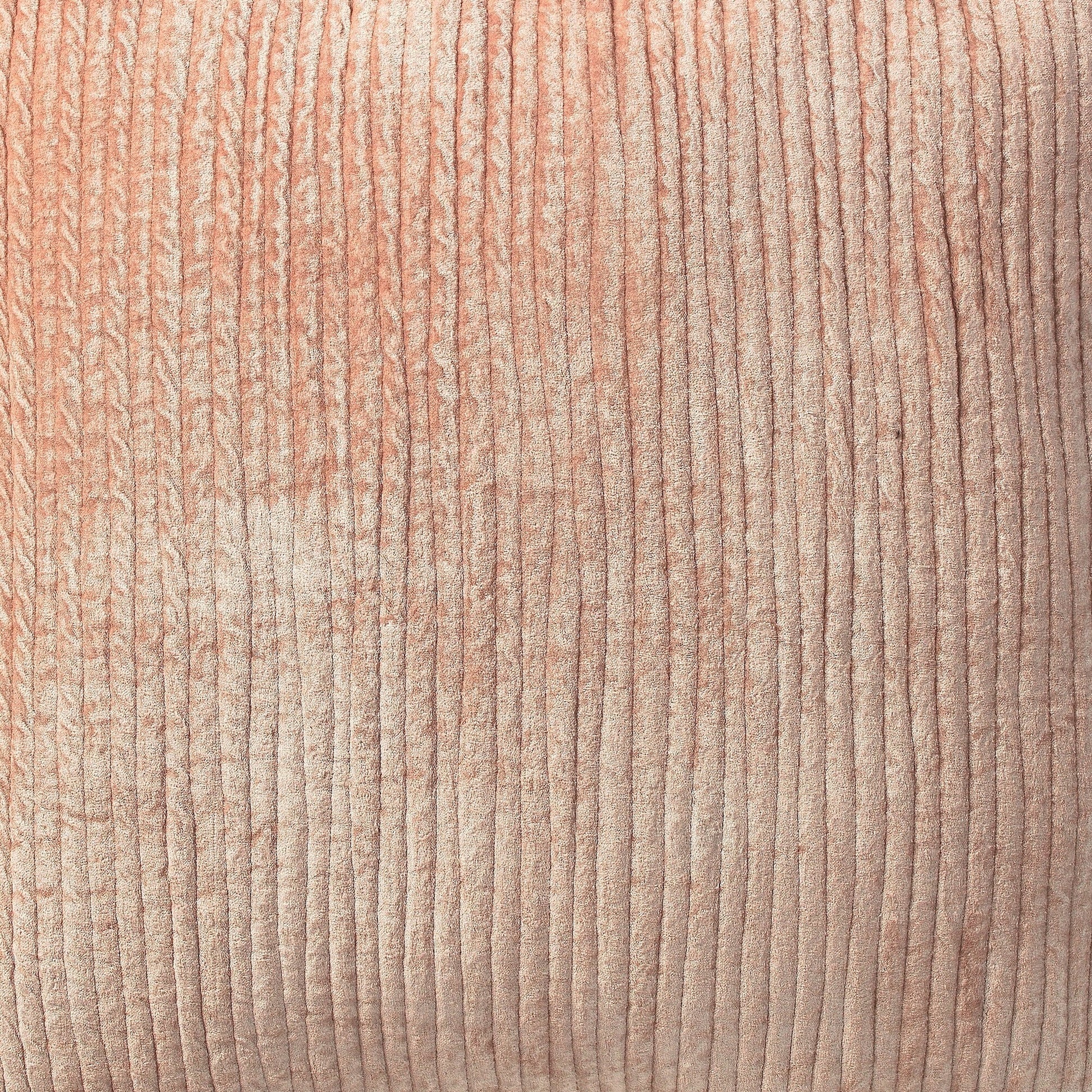 DE-154-3137-PO1284_2|Close-up of a warm peach textured striped coverlet fabric, highlighting its soft, inviting texture and color.