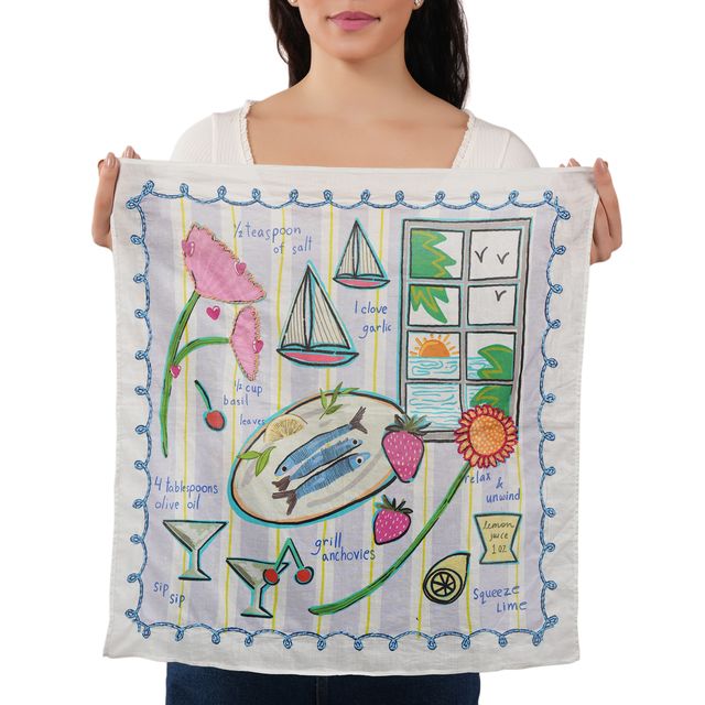 Sunset Sip Cotton Bandana - Ivory