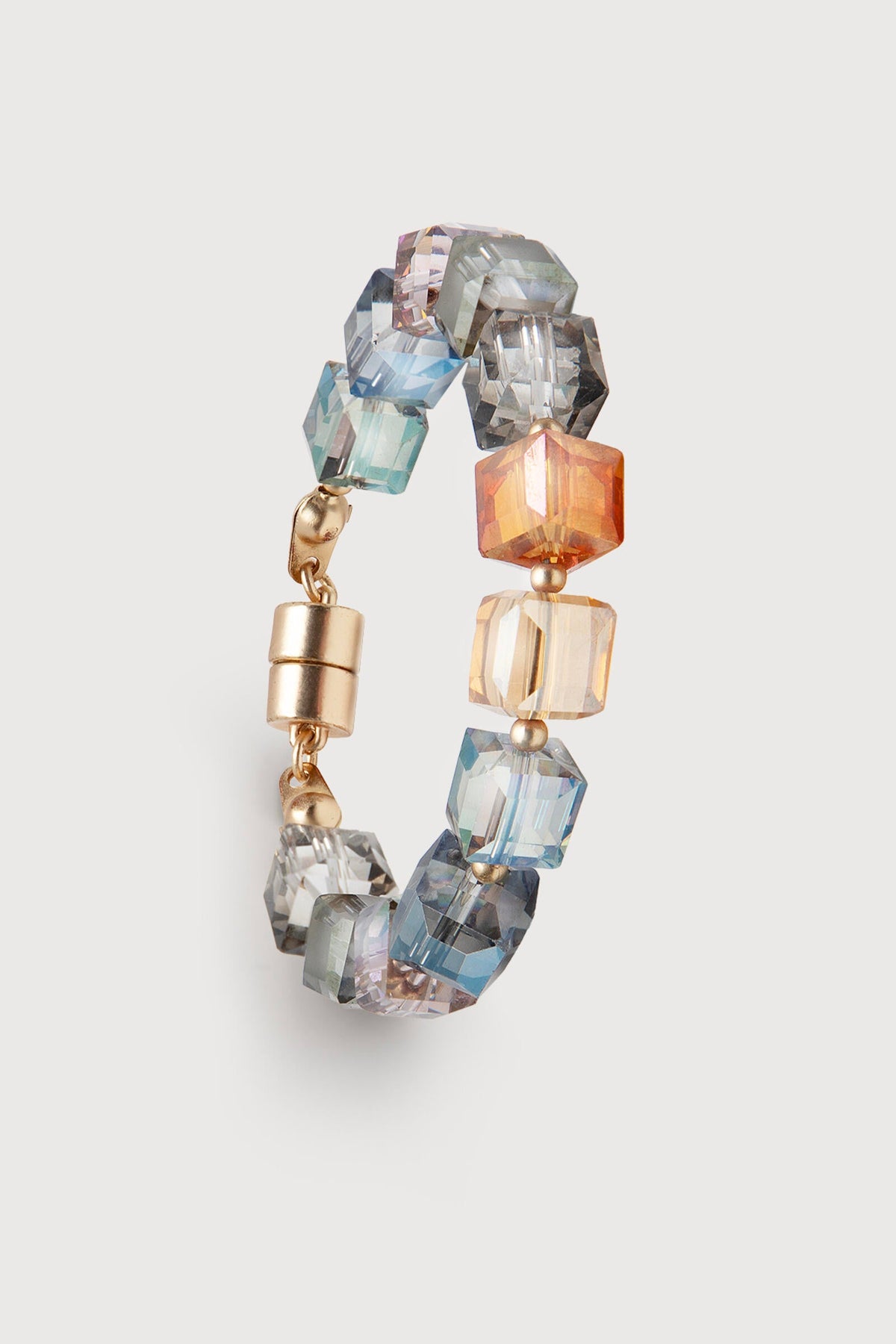 Faceted Bead & Stone Bracelet - Gold
