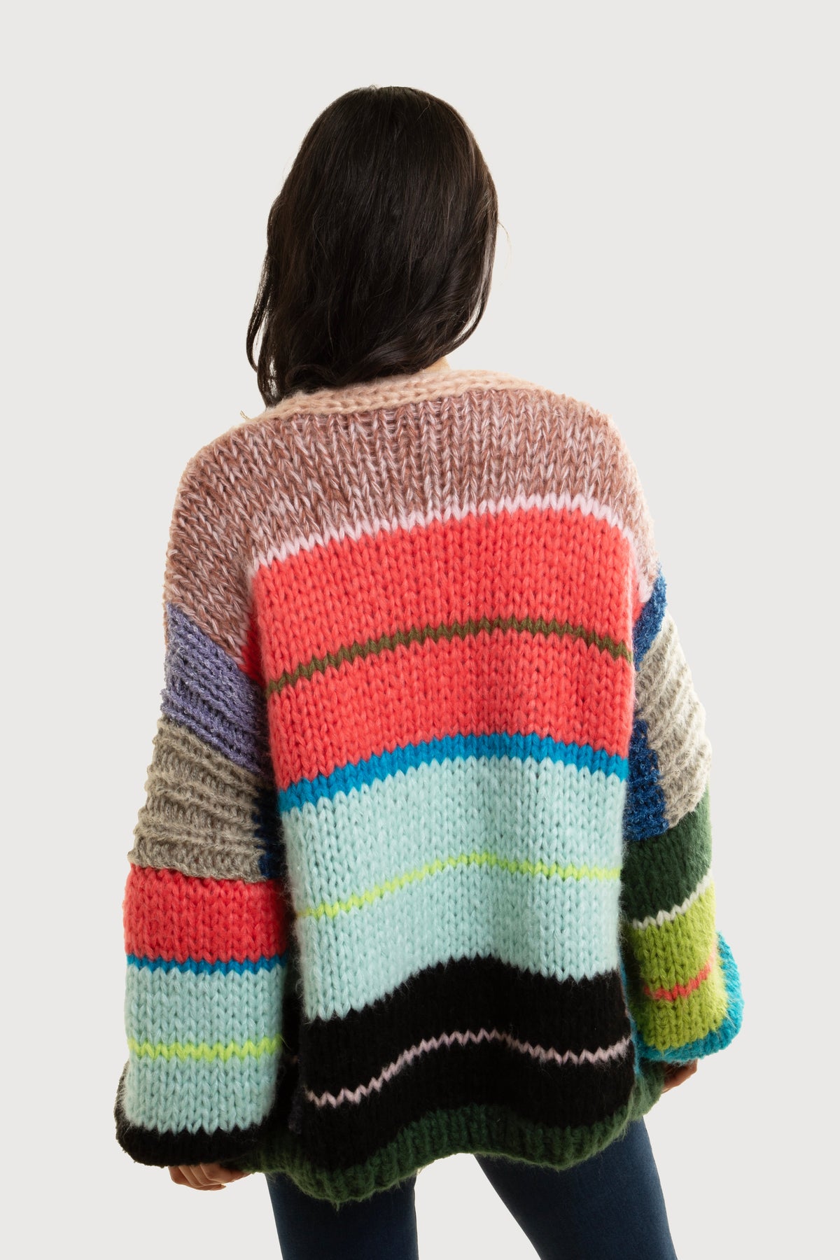 Knitted Rainbow Multitoned Cardigan - Multi