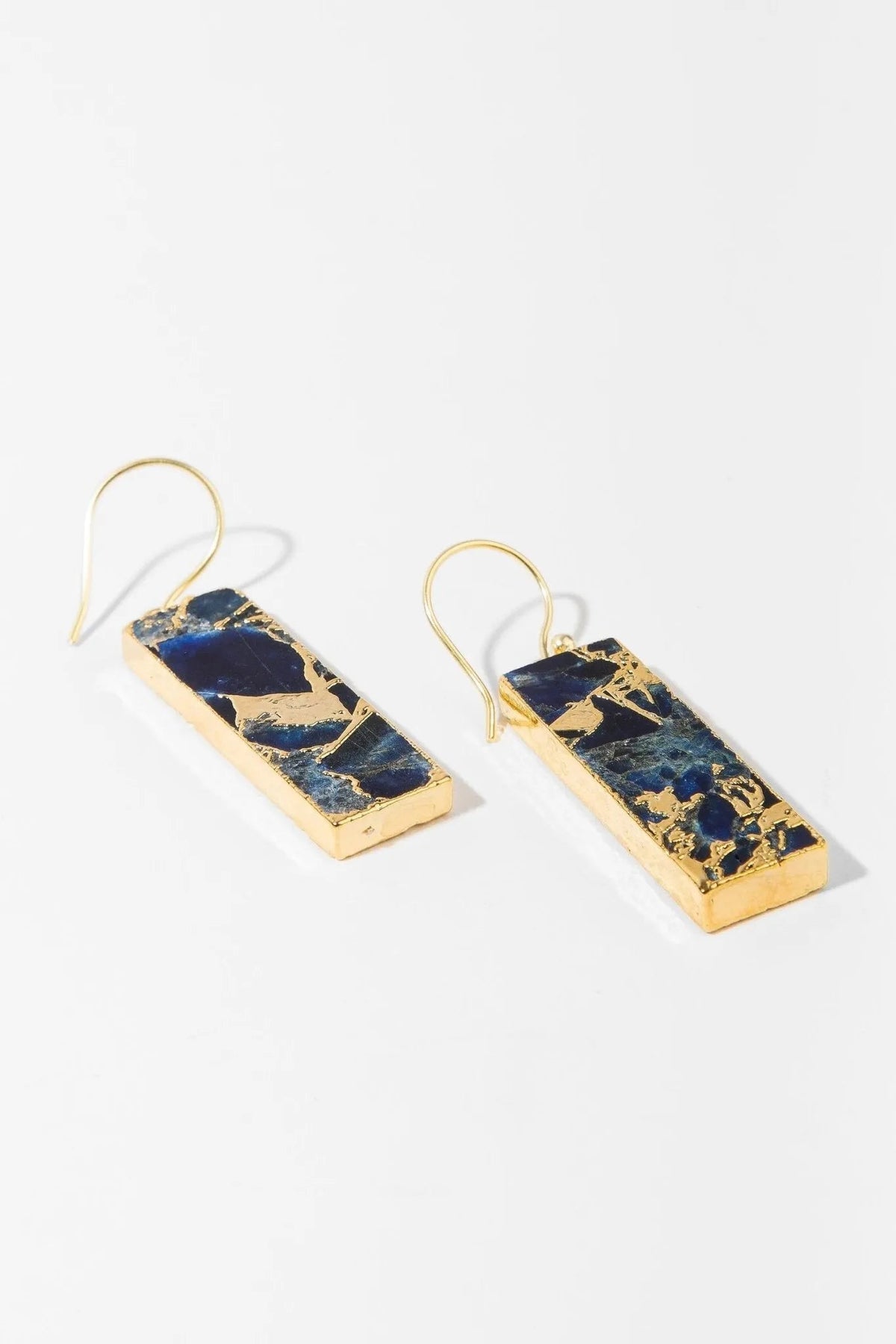 Mojave Rectangle Gemstone Earrings Navy