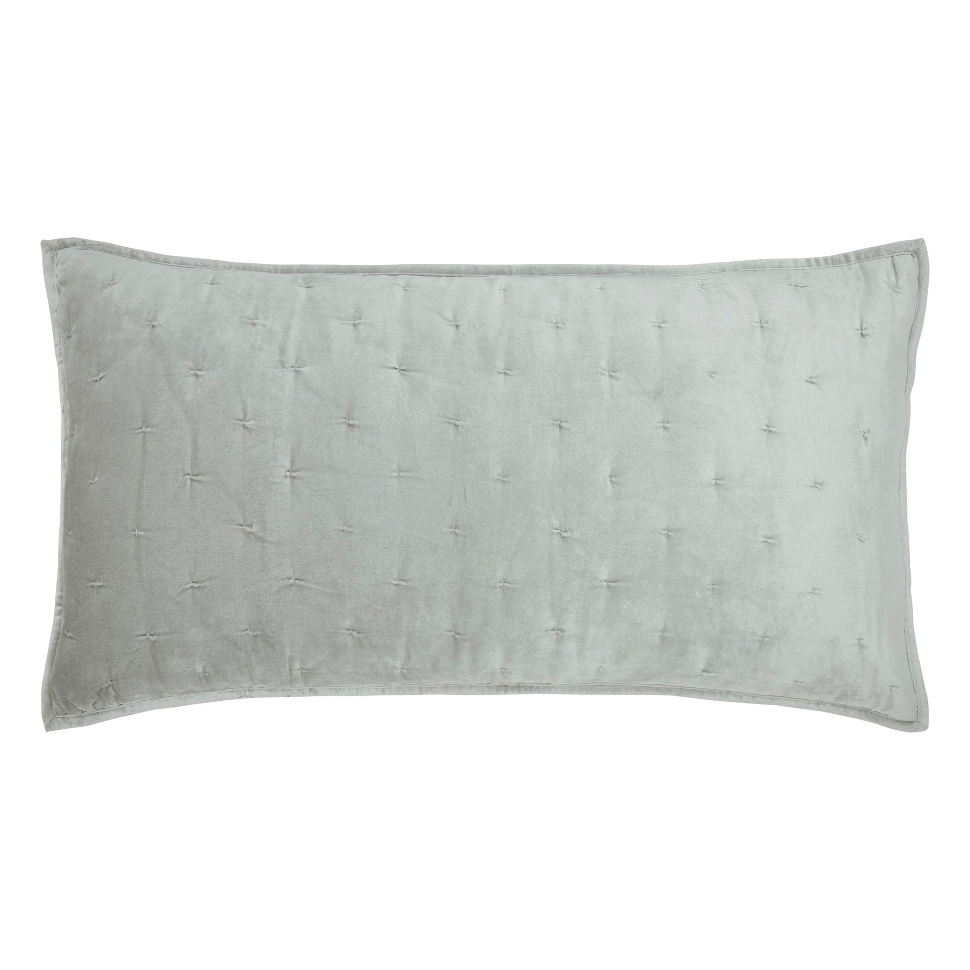 KS-371-2036_1|Elegant light silver-gray velvet quilt with classic diamond tufting, perfect for luxurious and inviting bedroom decor.