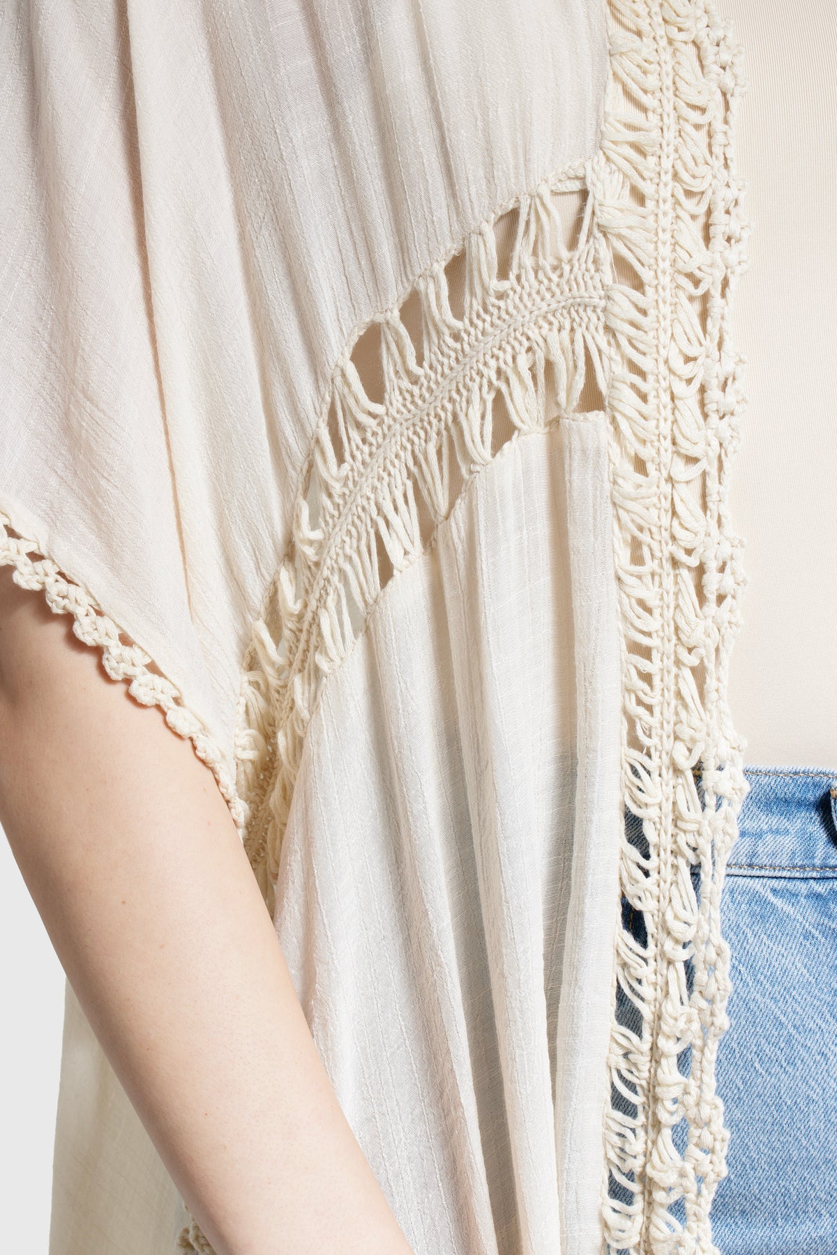 Costa Crochet Kimono Cover Up - Ivory