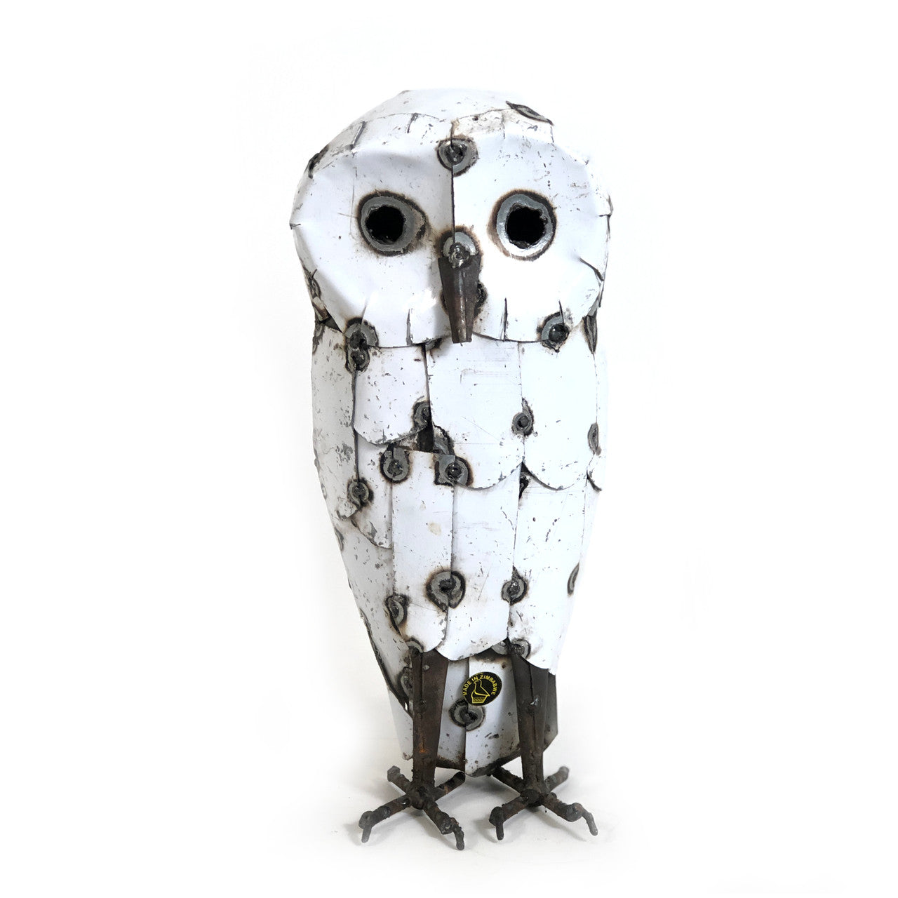 Recycled Metal Snowy White Owl - Thumbnail 3