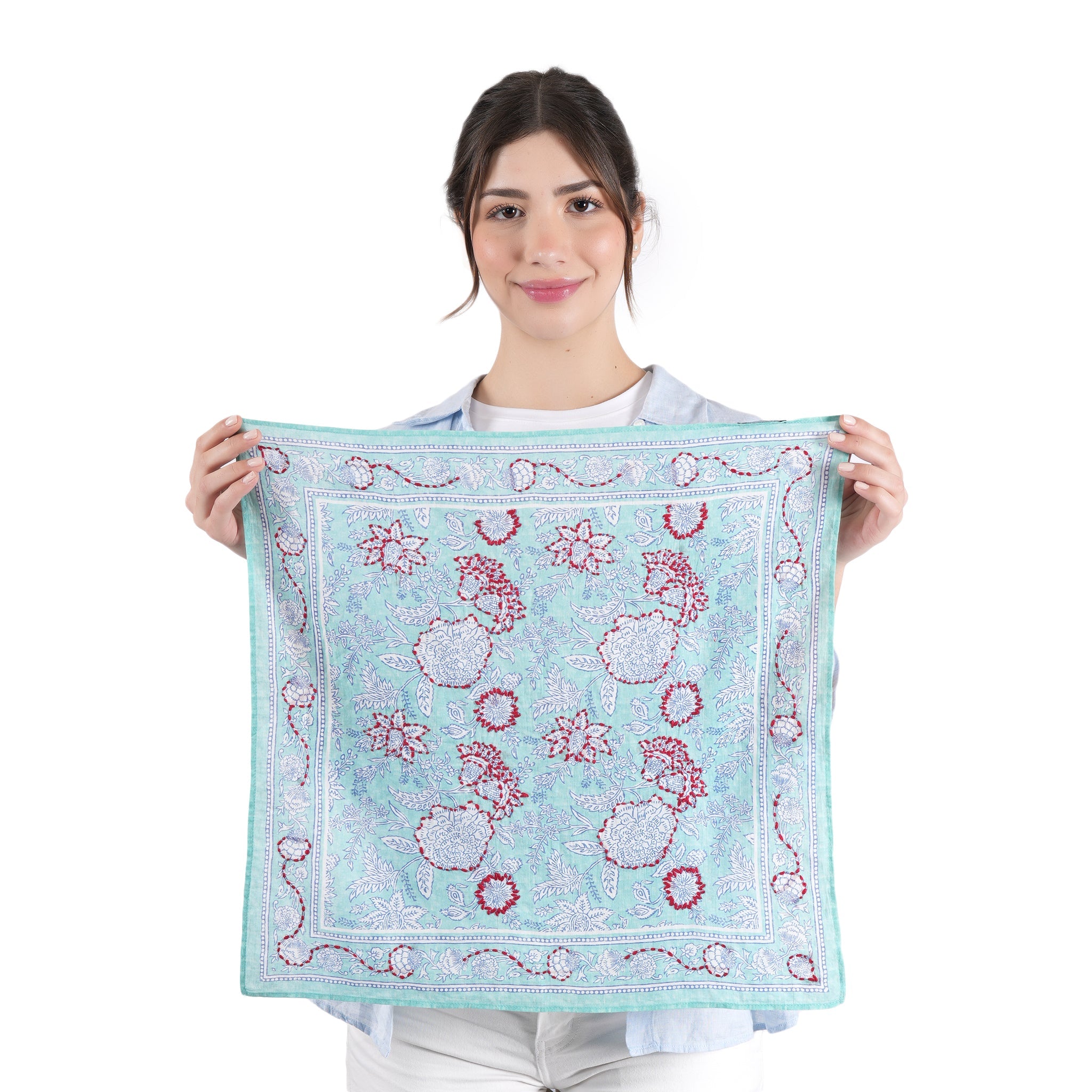 Blooming Peonies Bandana - Light Green