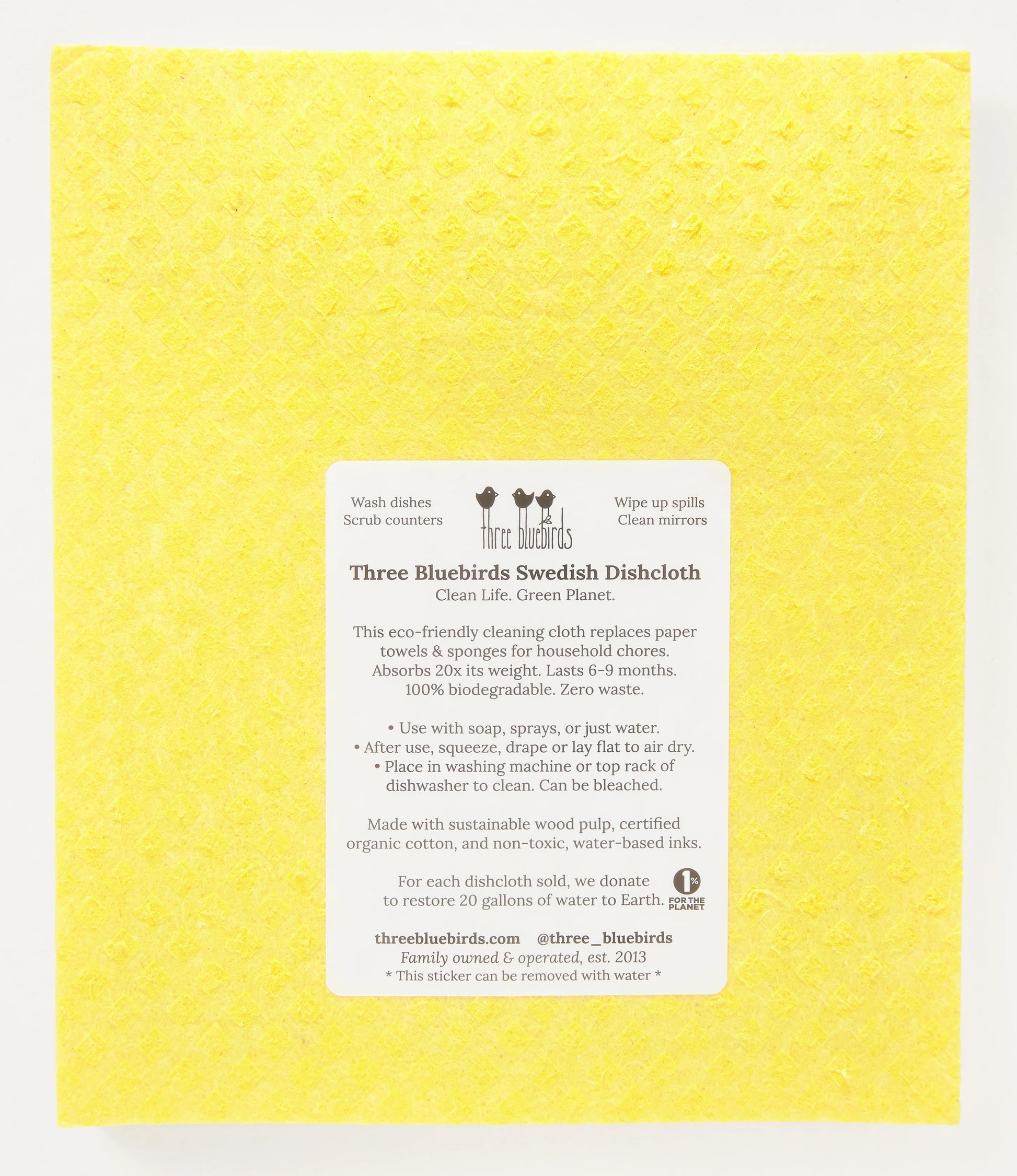Back of Yellow Swedish Dishcloth
