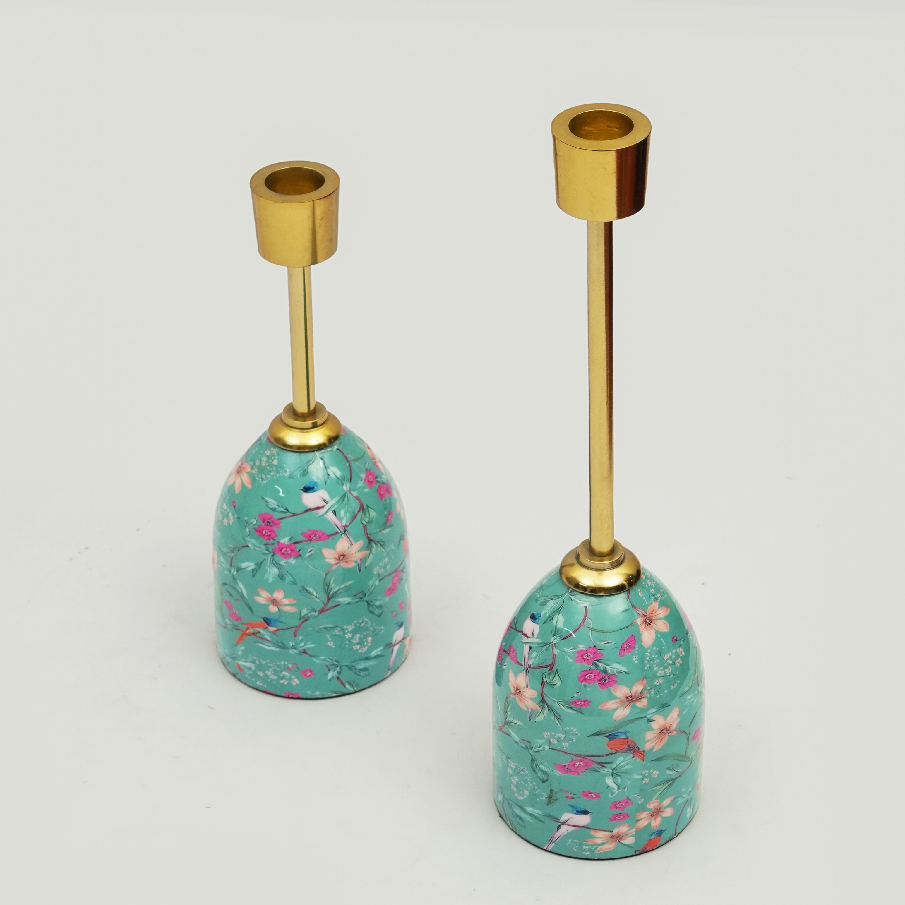 Aqua Flora Tapered Candleholders - Thumbnail 2