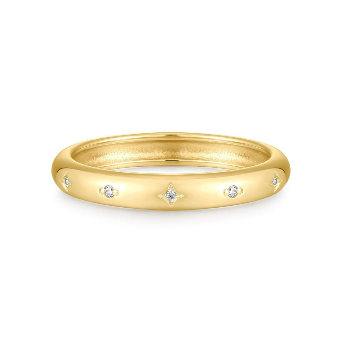Gold ring with embedded diamonds, 2.8mm CZ Studded Galaxy Ring jewelry piece