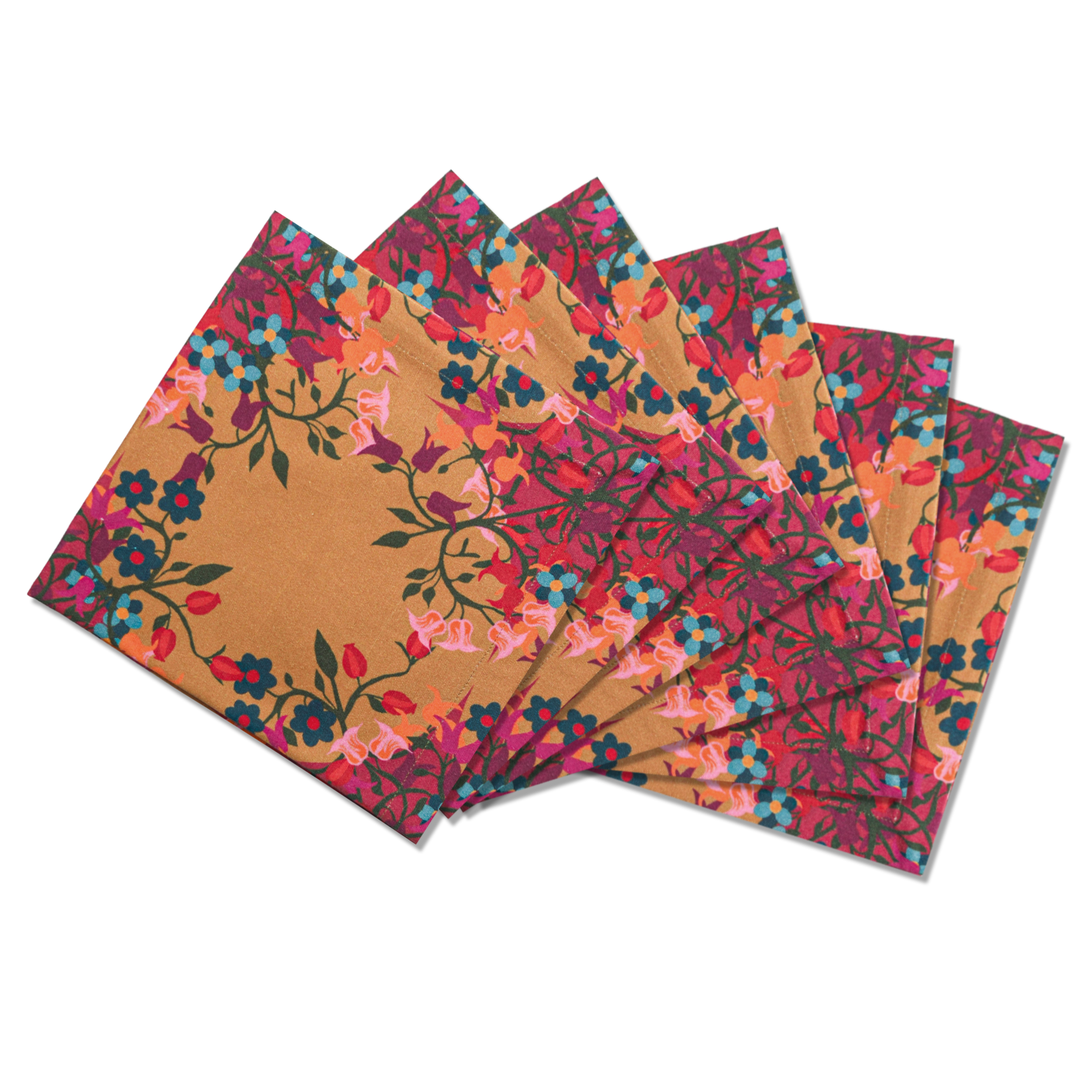 6 Napkins Blumen Orange Offcut Version - Thumbnail 3