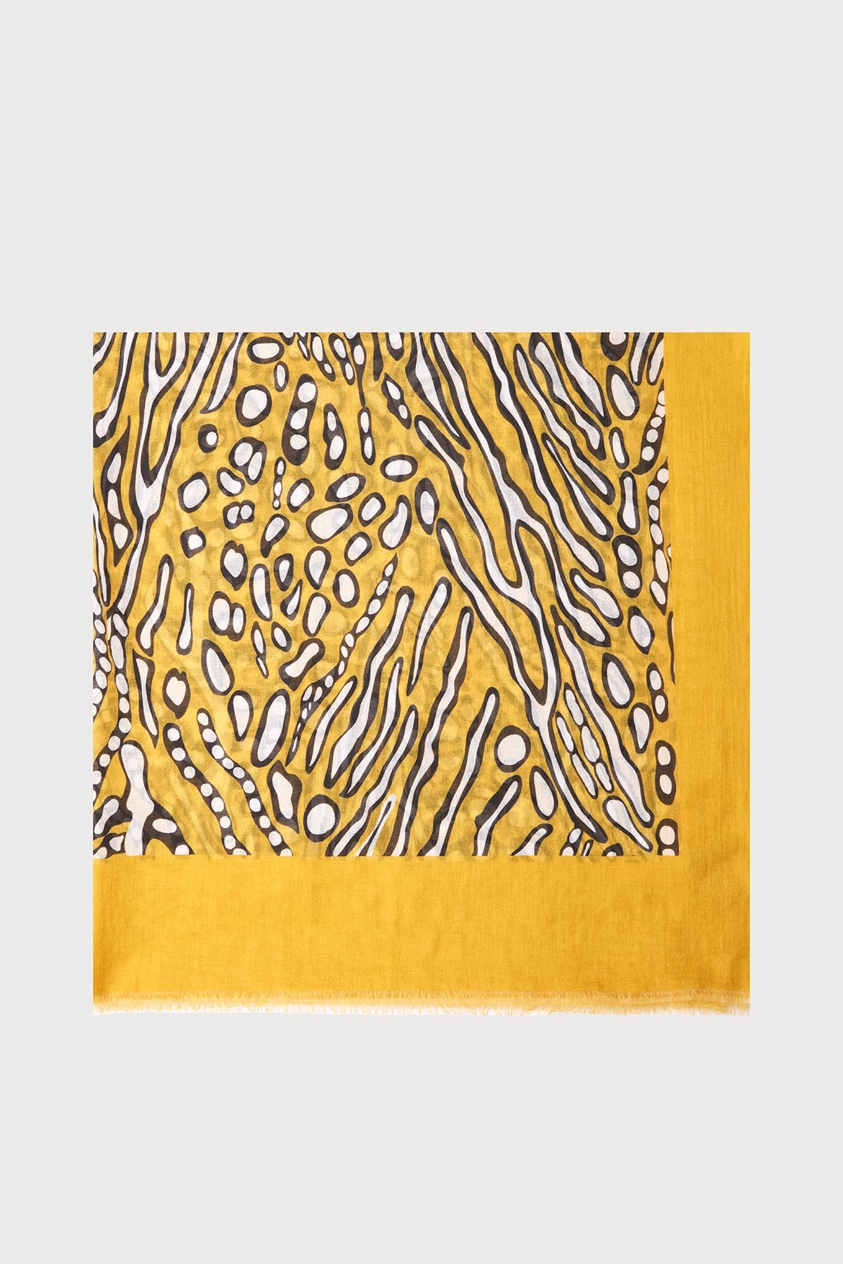 Abstract Animal Print Scarf - Mustard