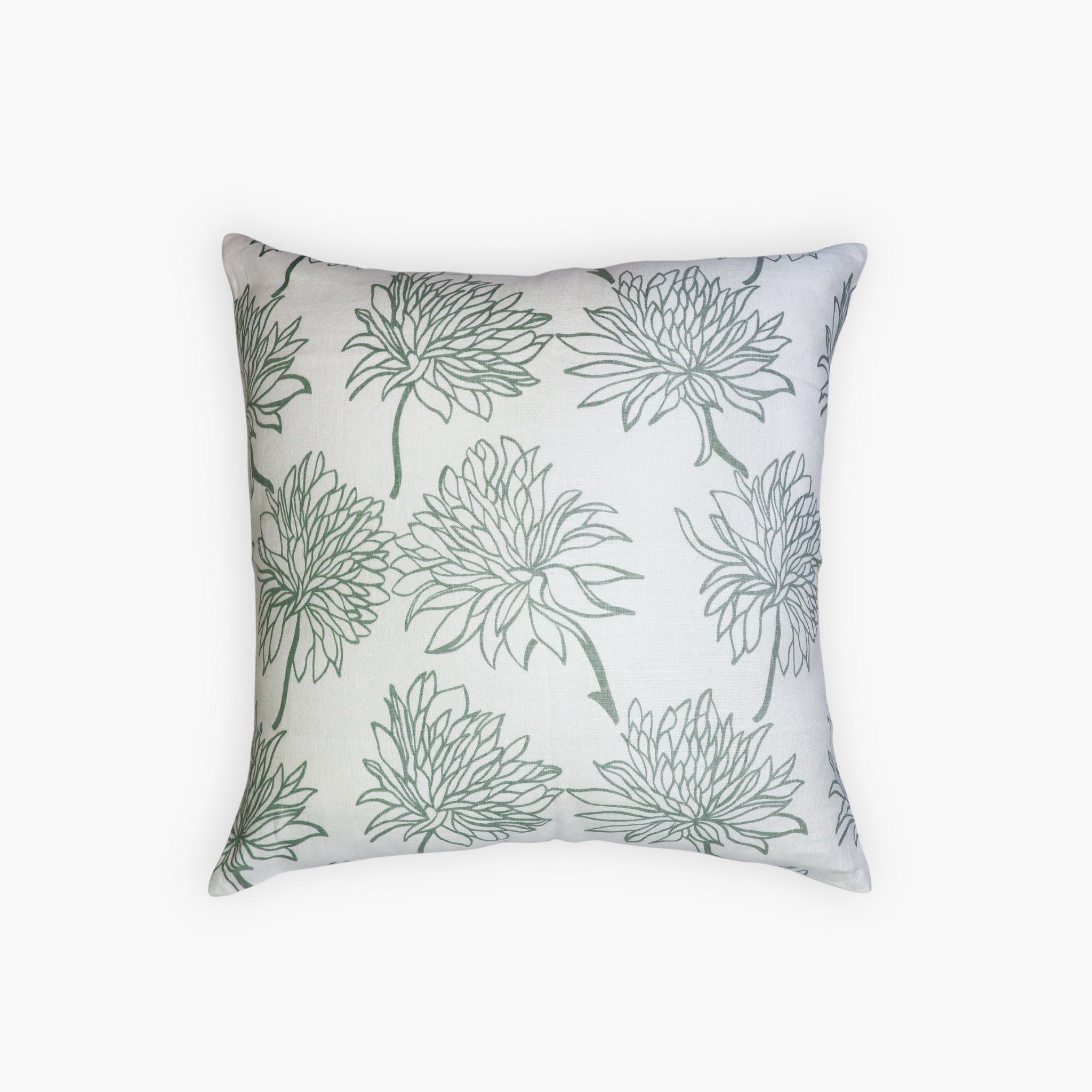 Dahlia - Pure Linen Throw Pillow Cover - Sage Green