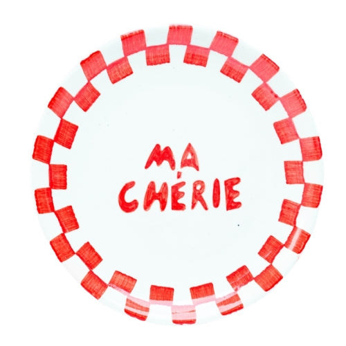 Ma Cherie Ceramic Snack Plate Red 7x7 Inches Set of 2 - Casa Amarosa