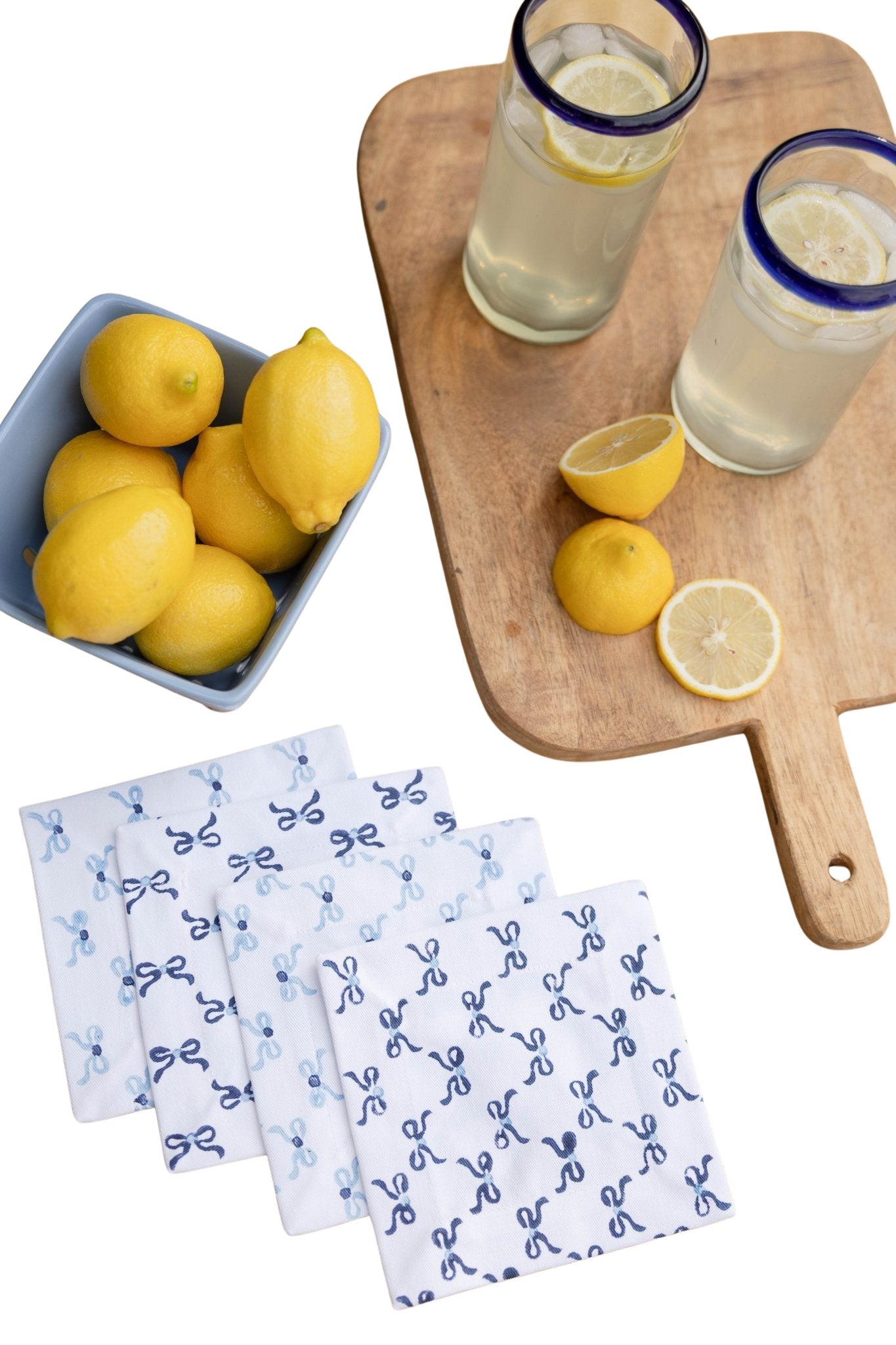Cocktail Napkins (set of 4) - Bows - Navy & Uniform Blue - The Mended Company
