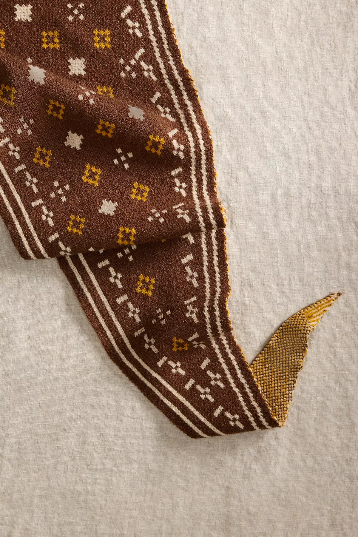 Foulard Knit Triangle Scarf - Brown