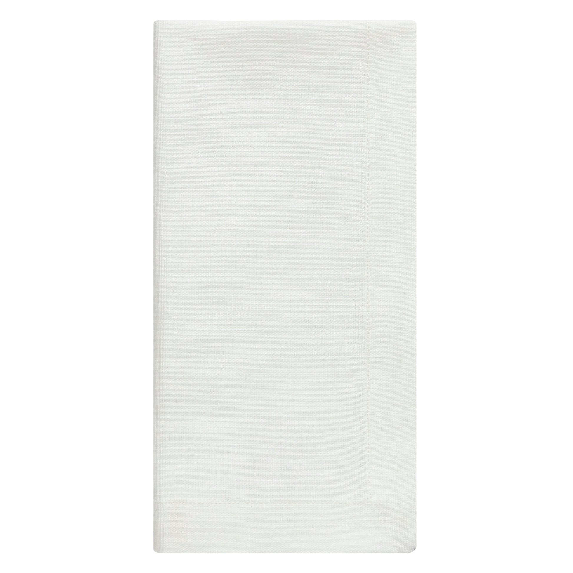 NP-4808-2020_3|Single crisp white linen-look fabric dinner napkin, neatly folded, perfect for a refined place setting.