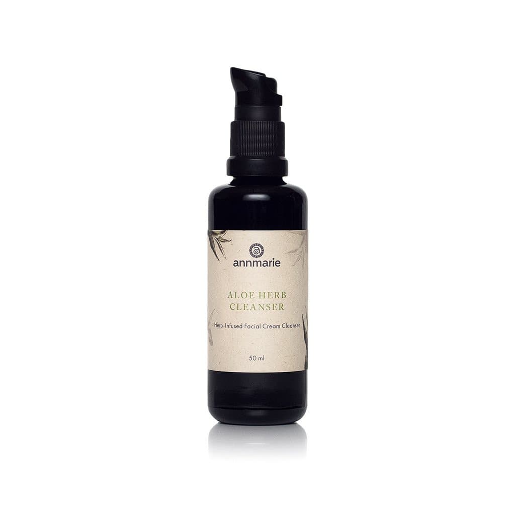 Annmarie Aloe Herb Cleanser herb-infused facial cream cleanser bottle, 50ml, for all skin types featured on with a white plain background.
