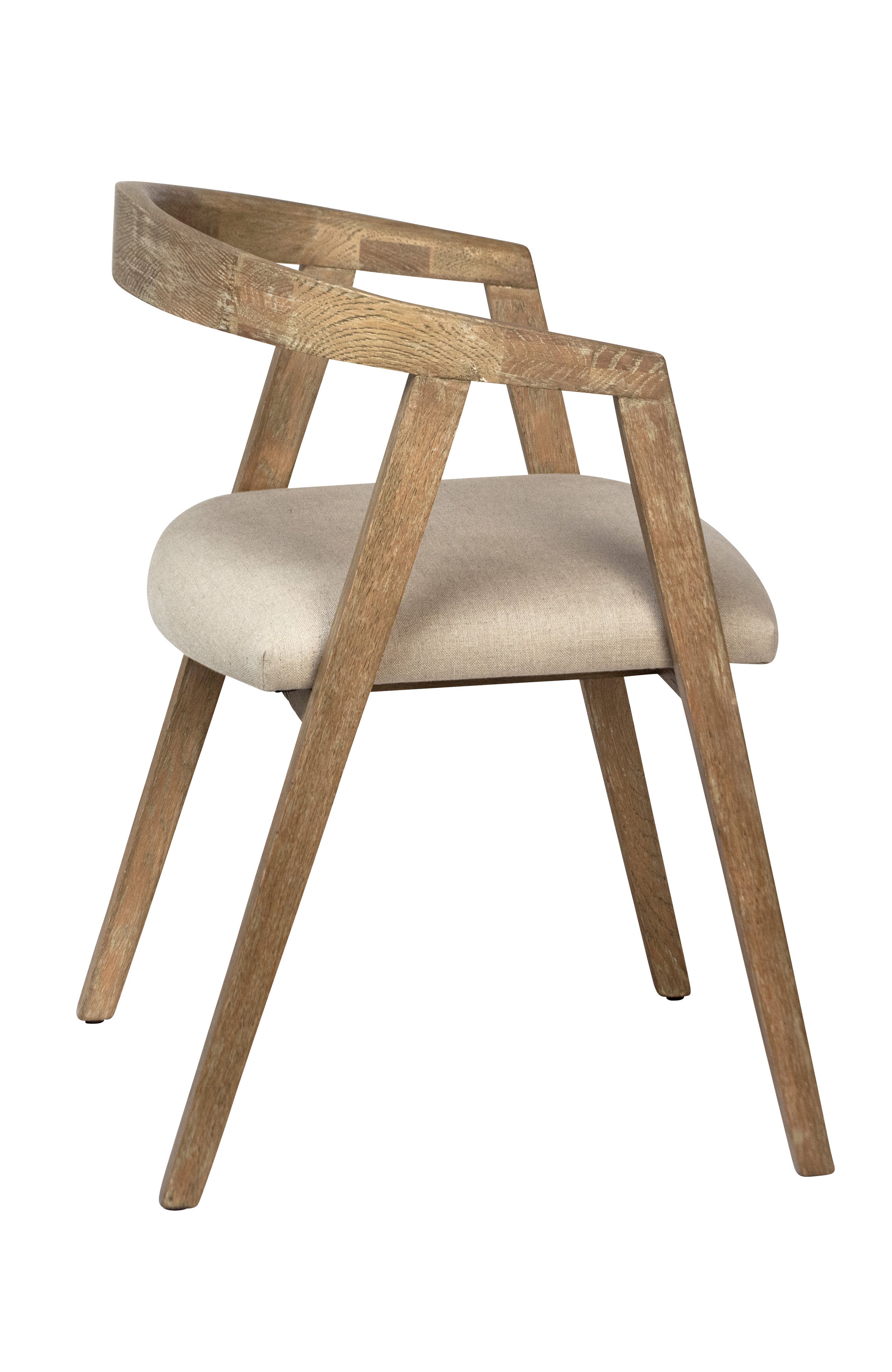 Jalen Oak Wood Dining Chair with Linen Upholstered Seat