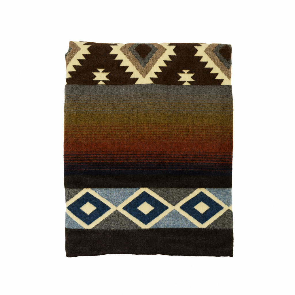 Sunset Diamond reversible handwoven alpaca throw blanket, Yachana Collection, made in Ecuador