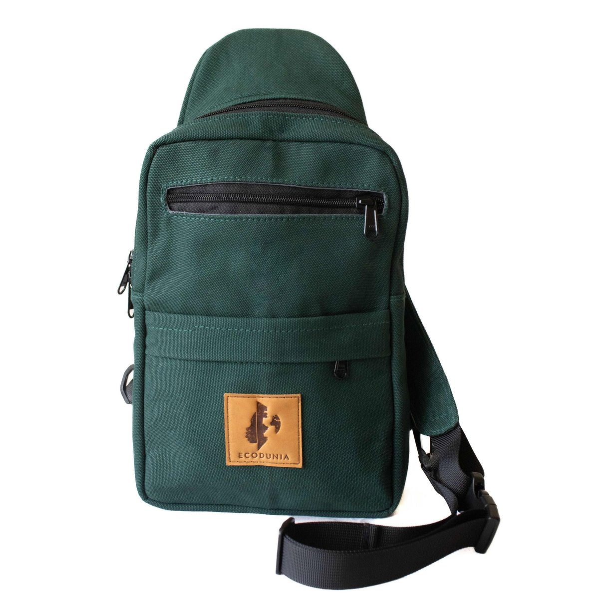 Umoja large canvas crossbody sling bag in forest green — Ecodunia #color_forest-green