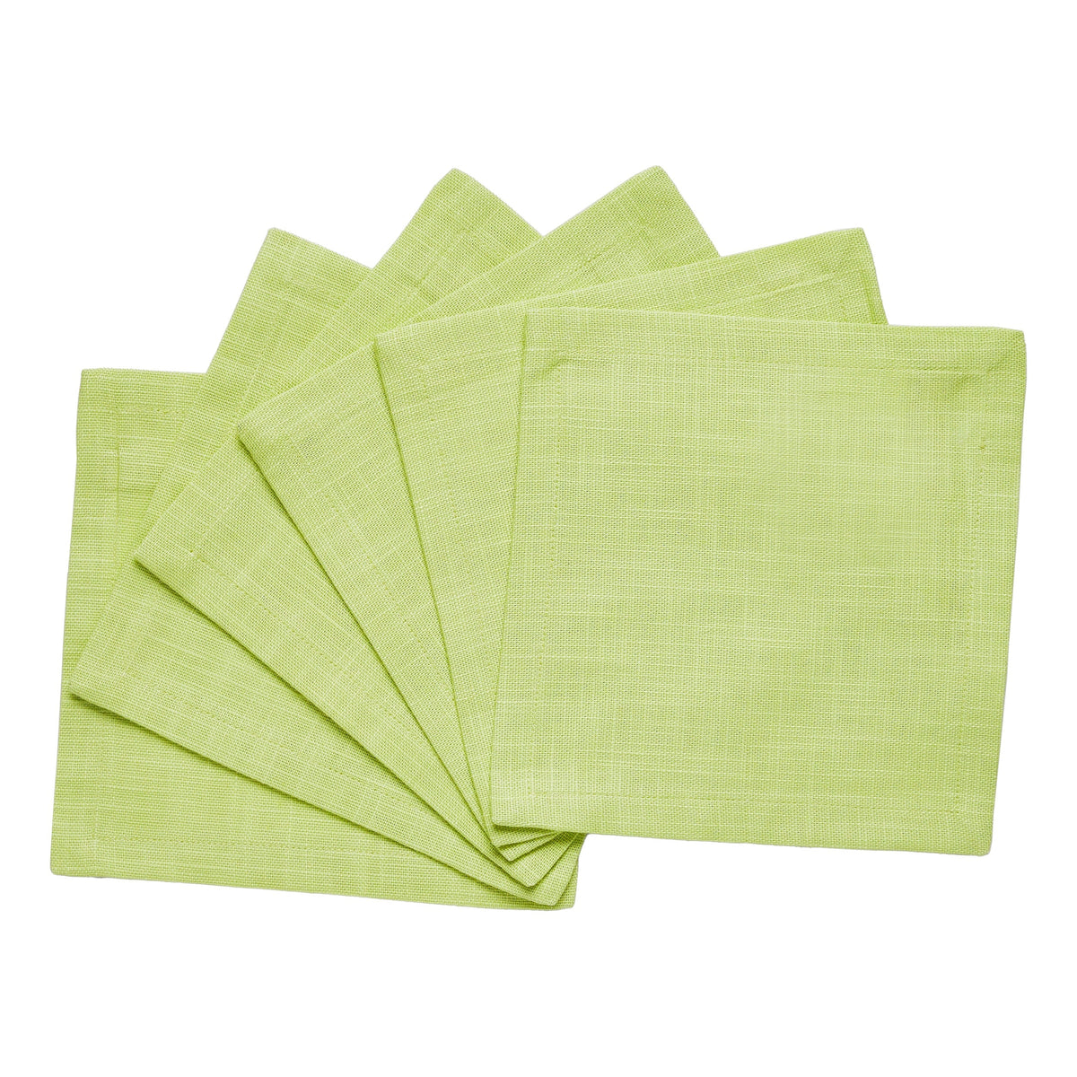 CNP-4904-66_2|Set of 6 light green fabric dinner napkins, woven texture, perfect reusable cloth table linens for dining and events.