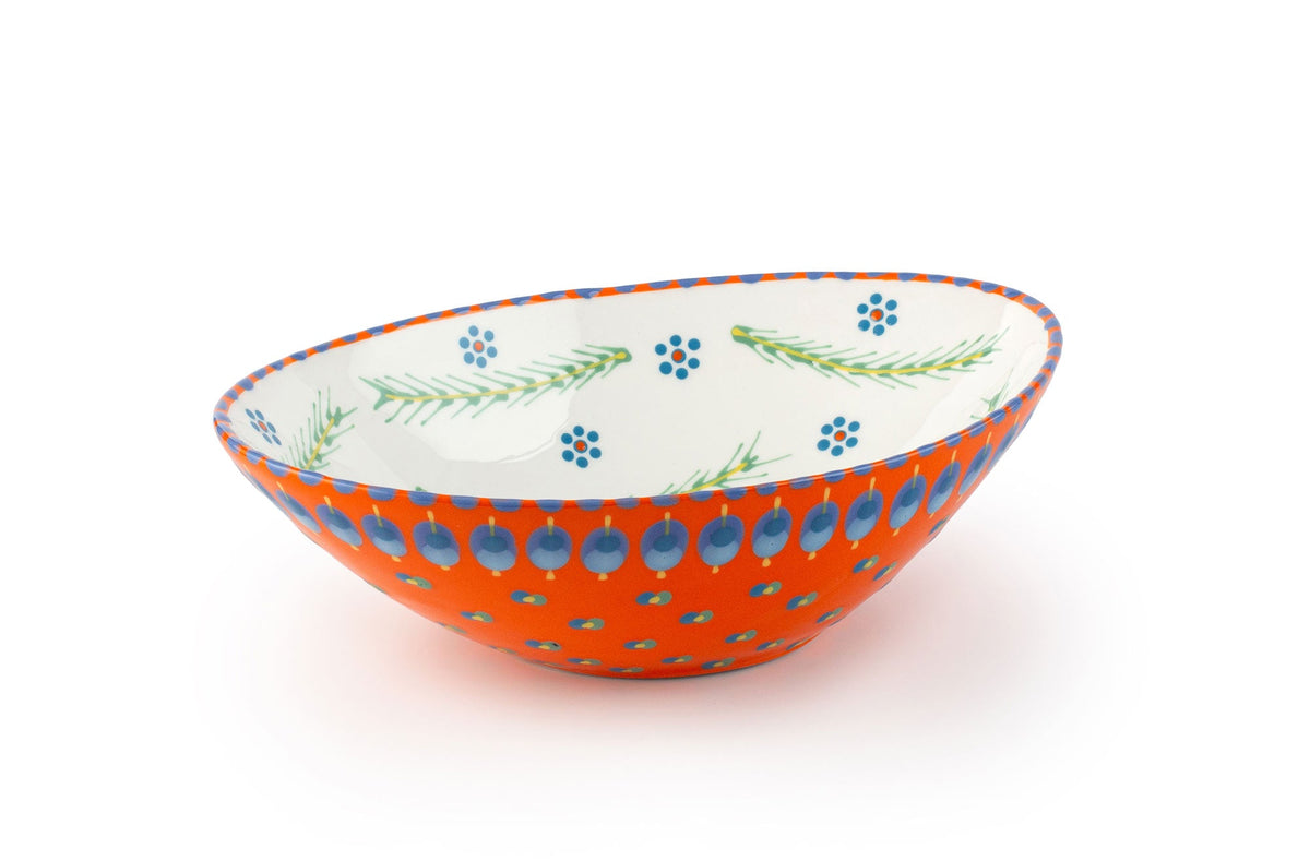 Ceramic Oval Serving Bowl - Orange