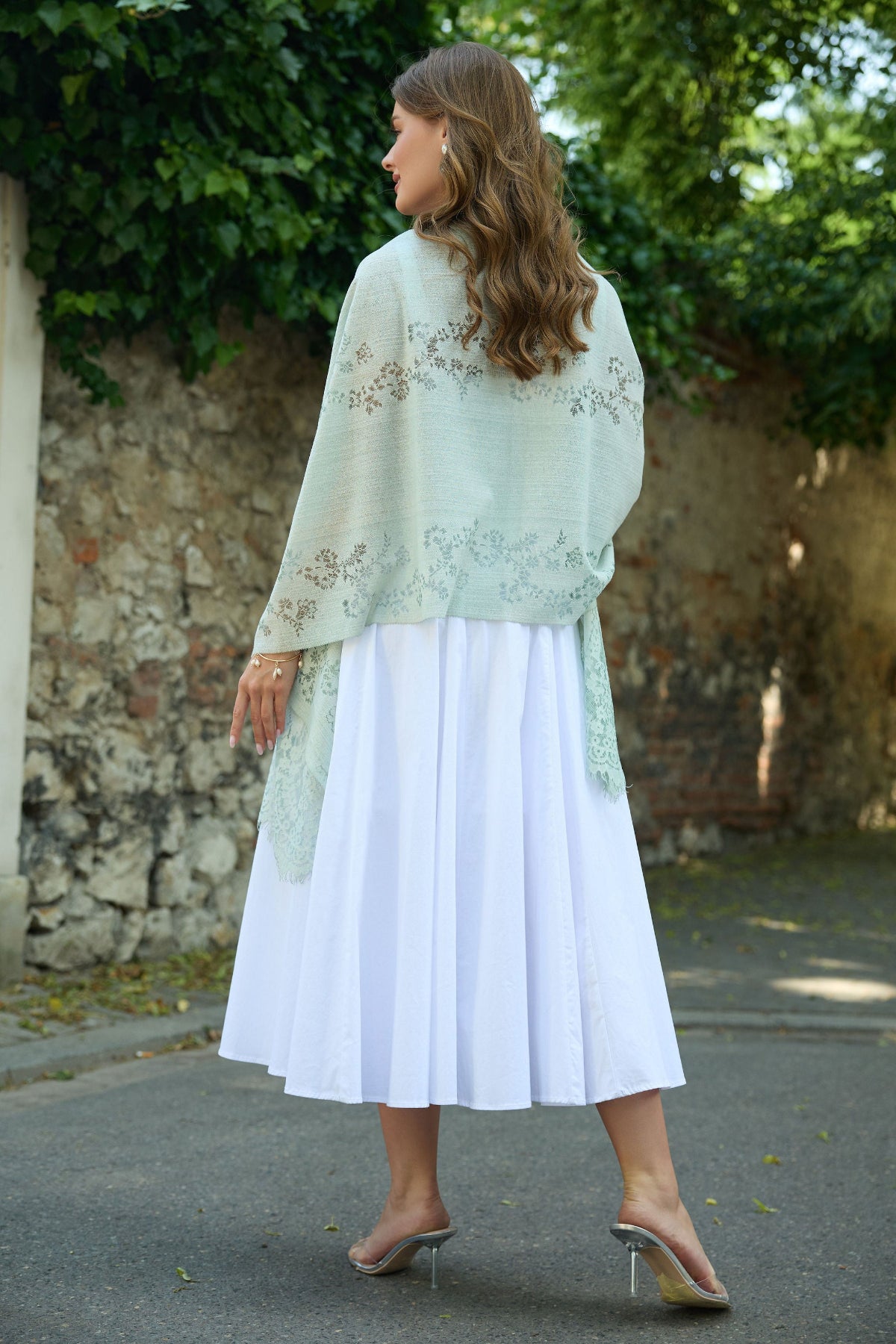 Luminous Lace Shimmer Scarf - Mint