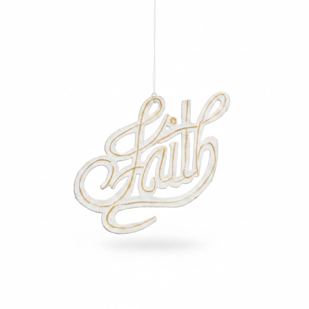 White Faith Ornament on white background - SM114