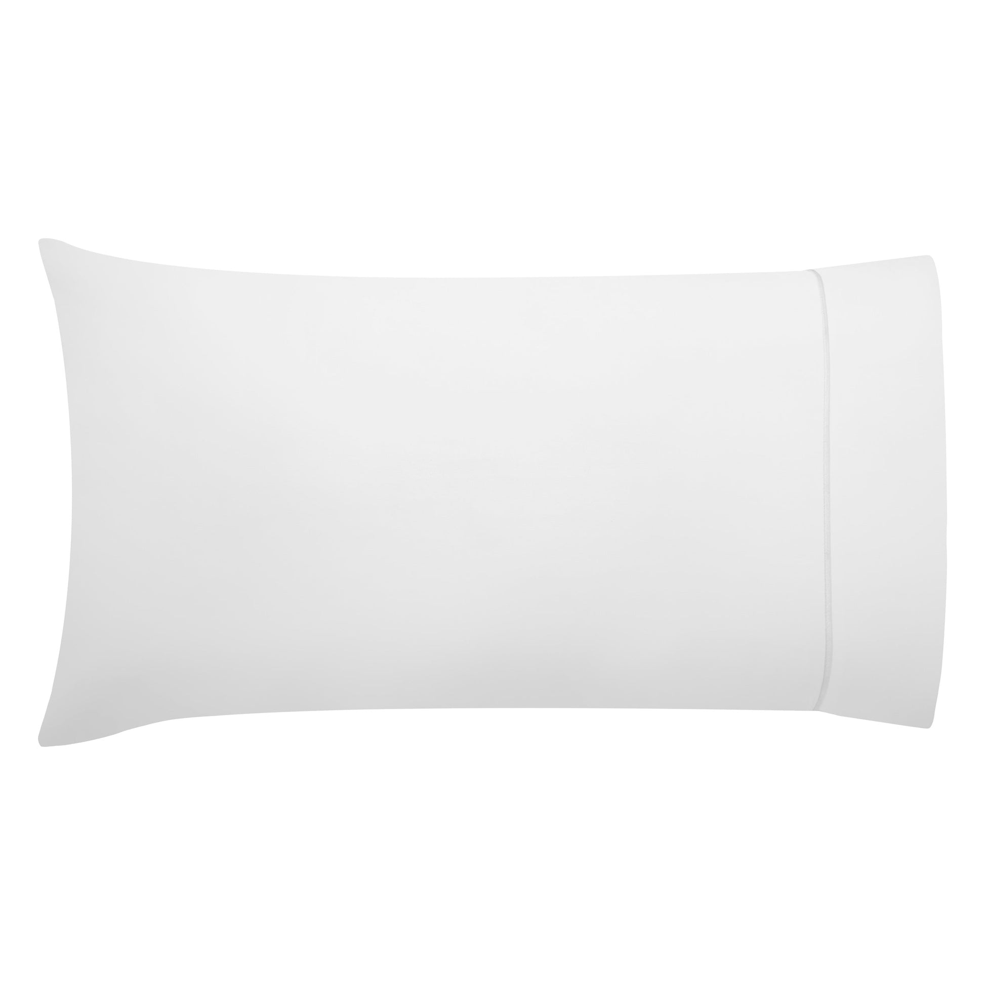 ASP-546-2032_7|Single white 100% cotton sateen pillowcase, featuring a smooth, plain texture and a classic hemmed opening.