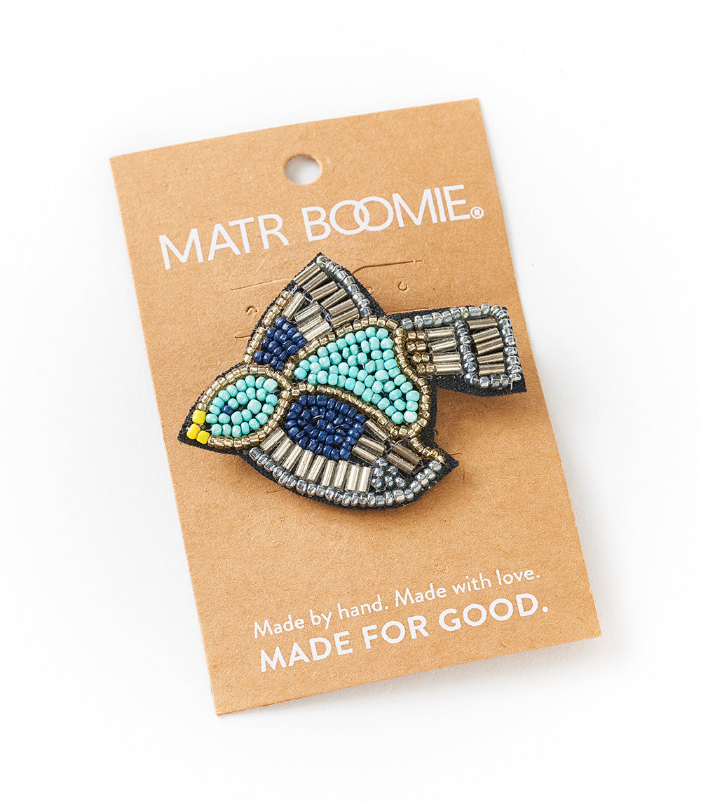 Bala Mani Beaded Bird Brooch Pin - Handmade
