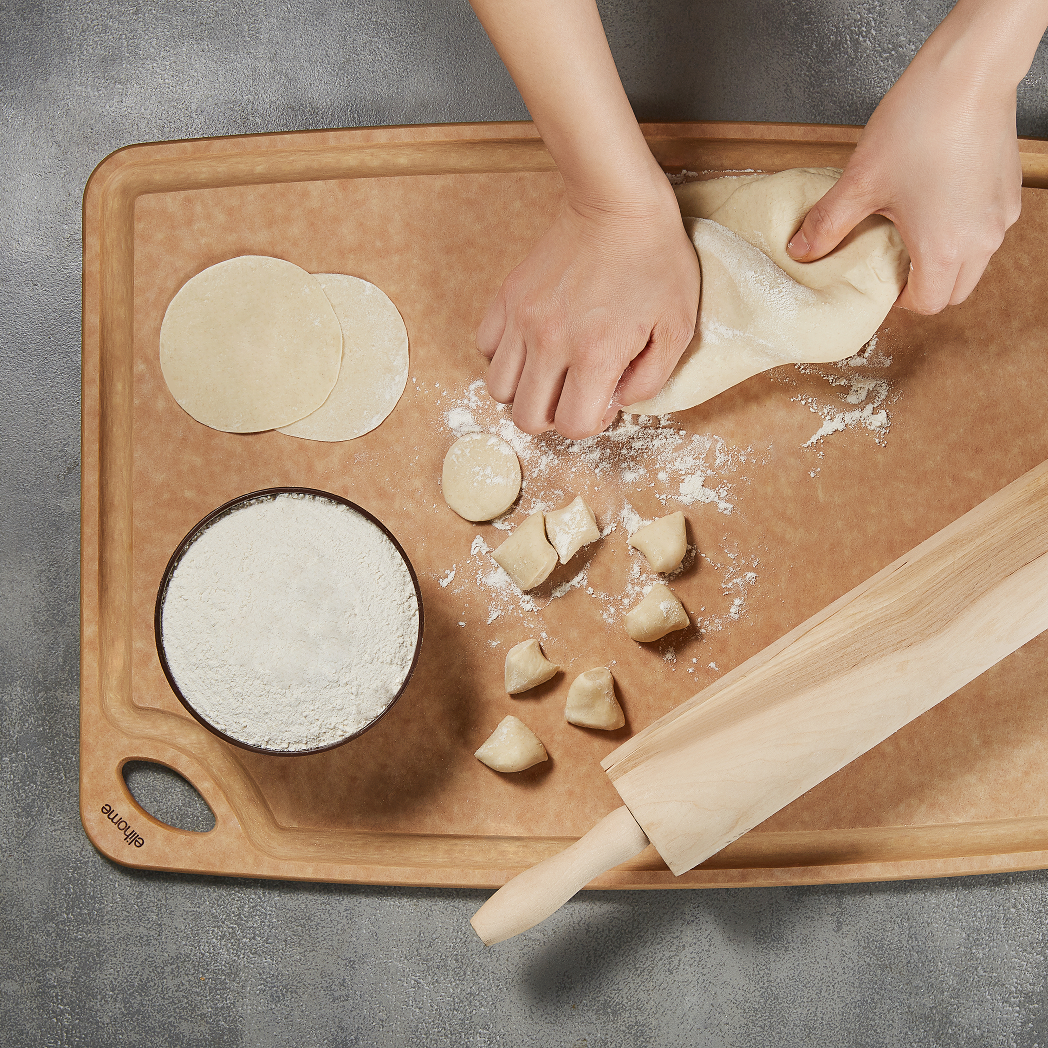 Elihome Classic Series X-Large Cutting Board in use on kitchen countertop