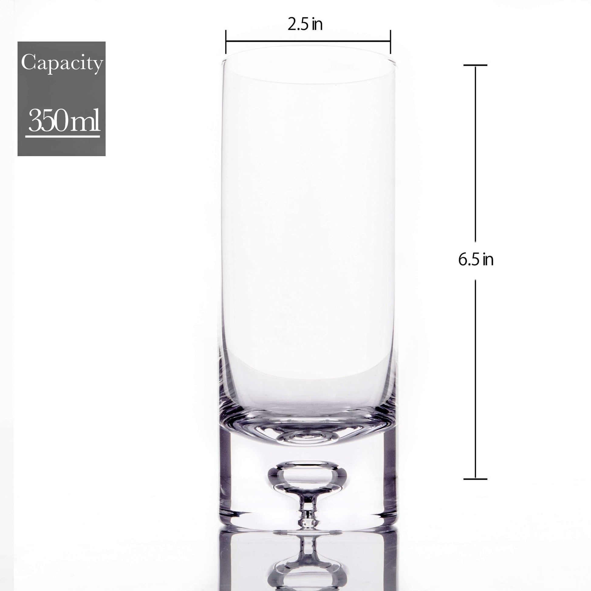 Crystal Bubble Base Collins Glass Highball Tumbler - Set of 4