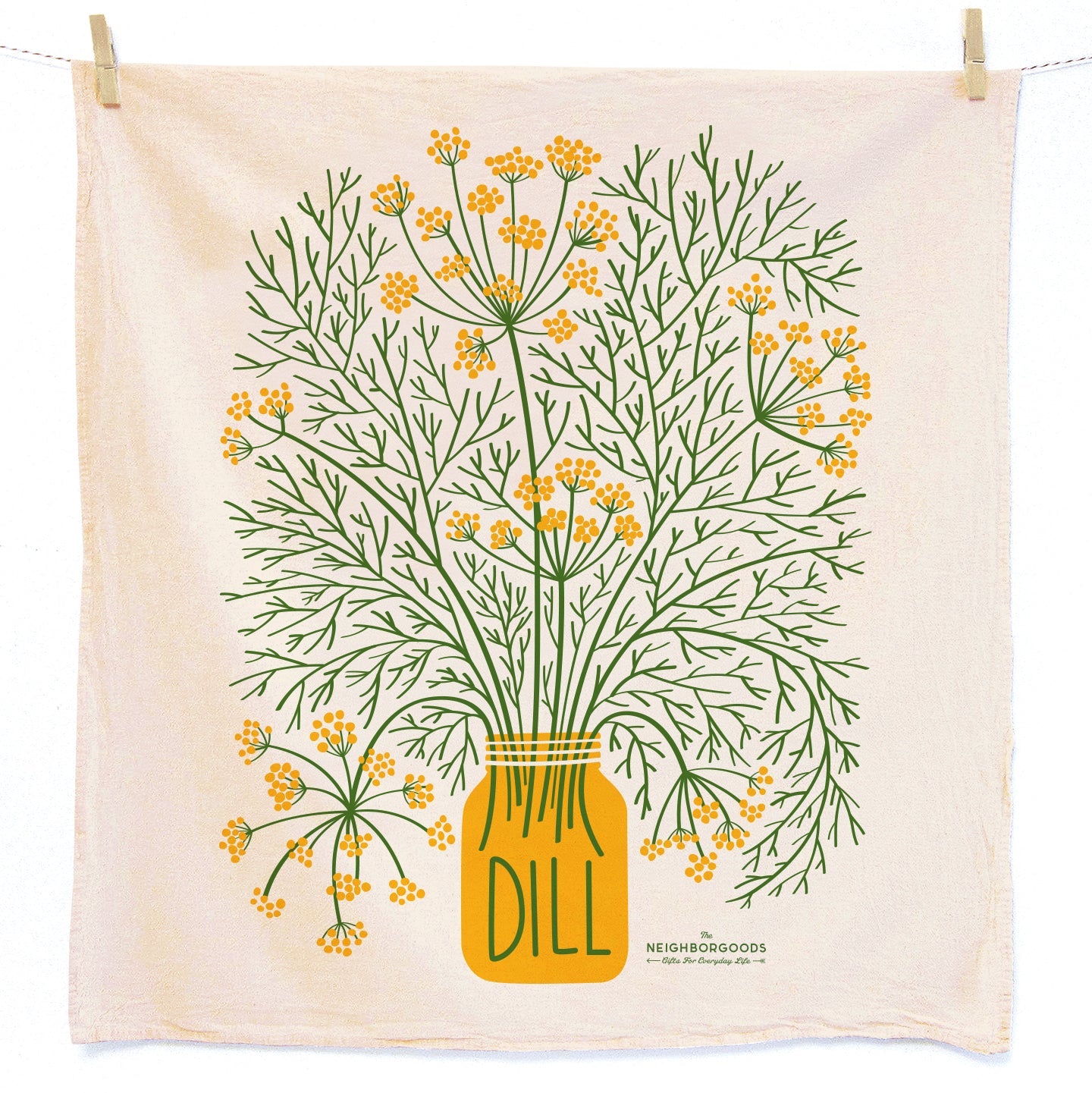 Cotton dish towel with dill design
