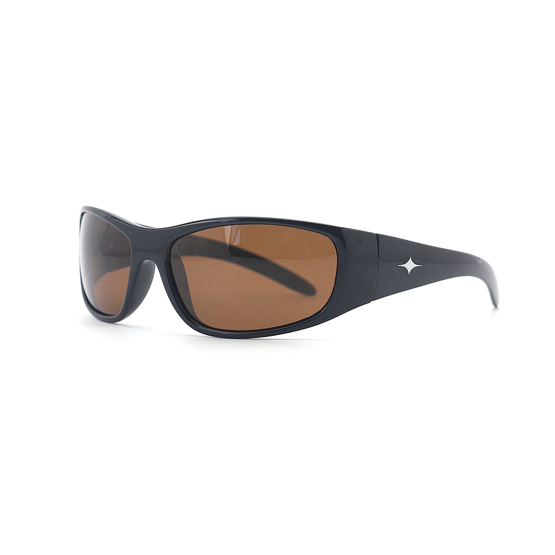 SAD Eyewear Fade wrap around sunglasses in black with polarized bronze UV protection lenses