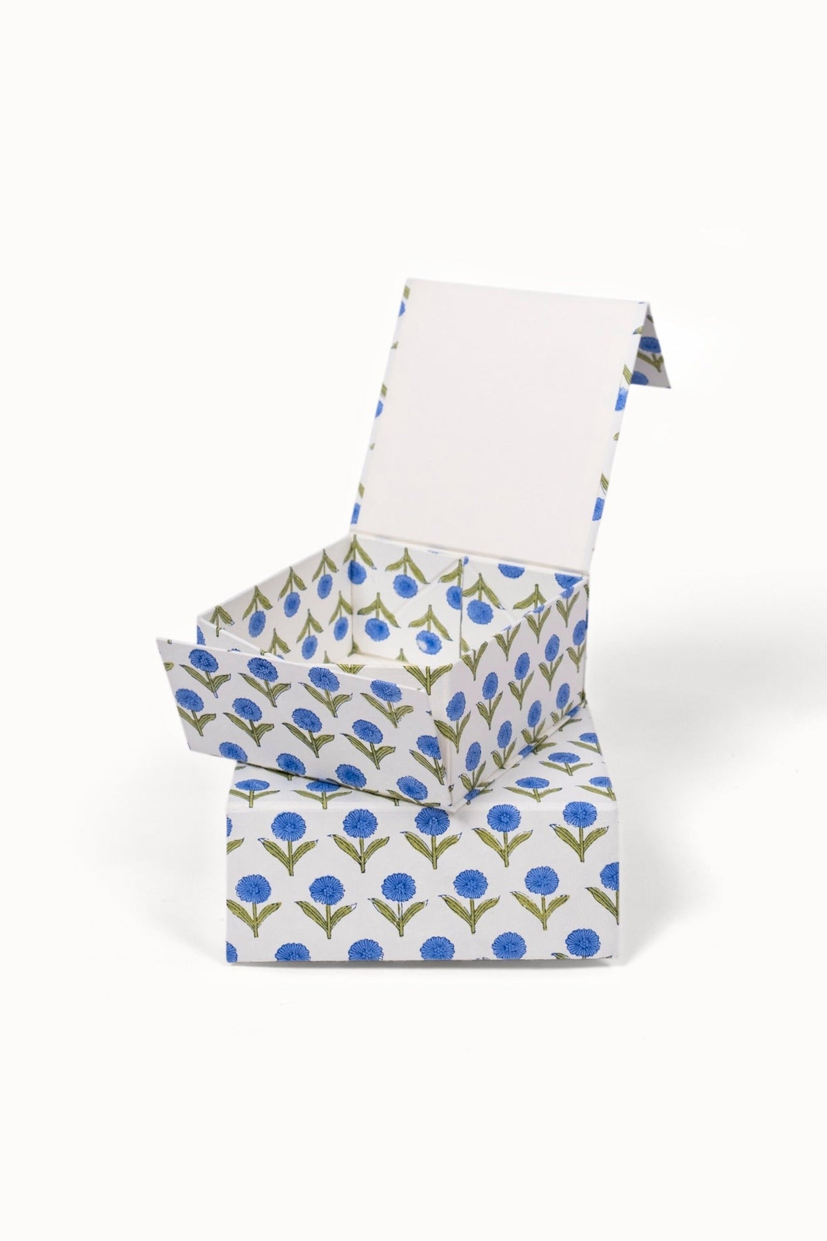 Blue Aster decorative storage box open