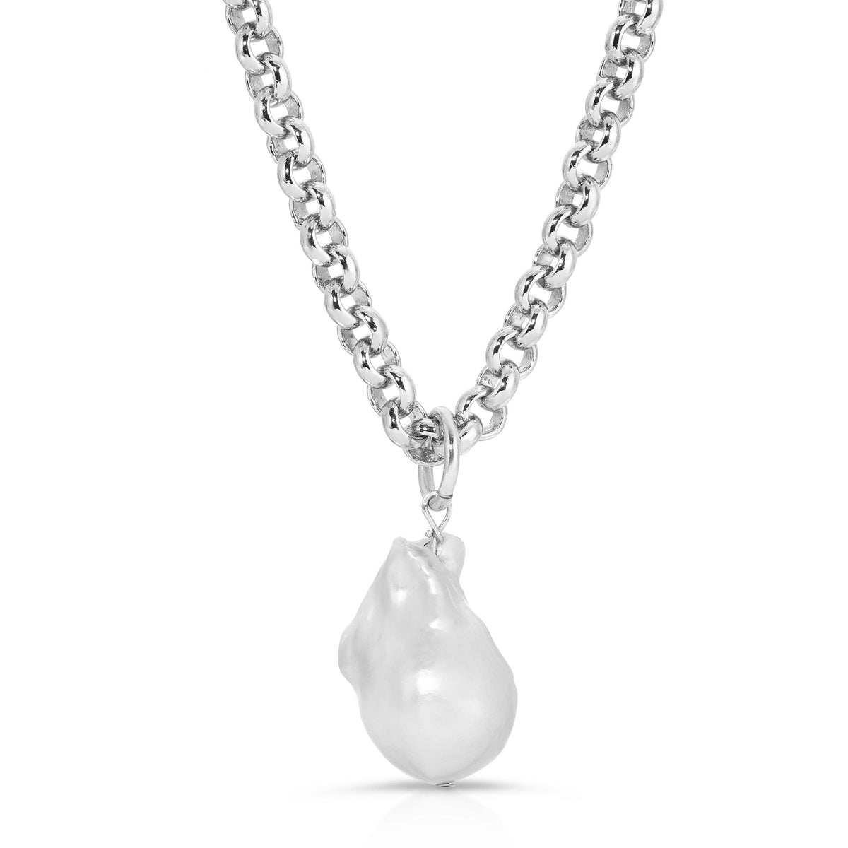 Silver chain necklace with a baroque pearl pendant from XL Fresh Water Baroque Pearl Pendant collection