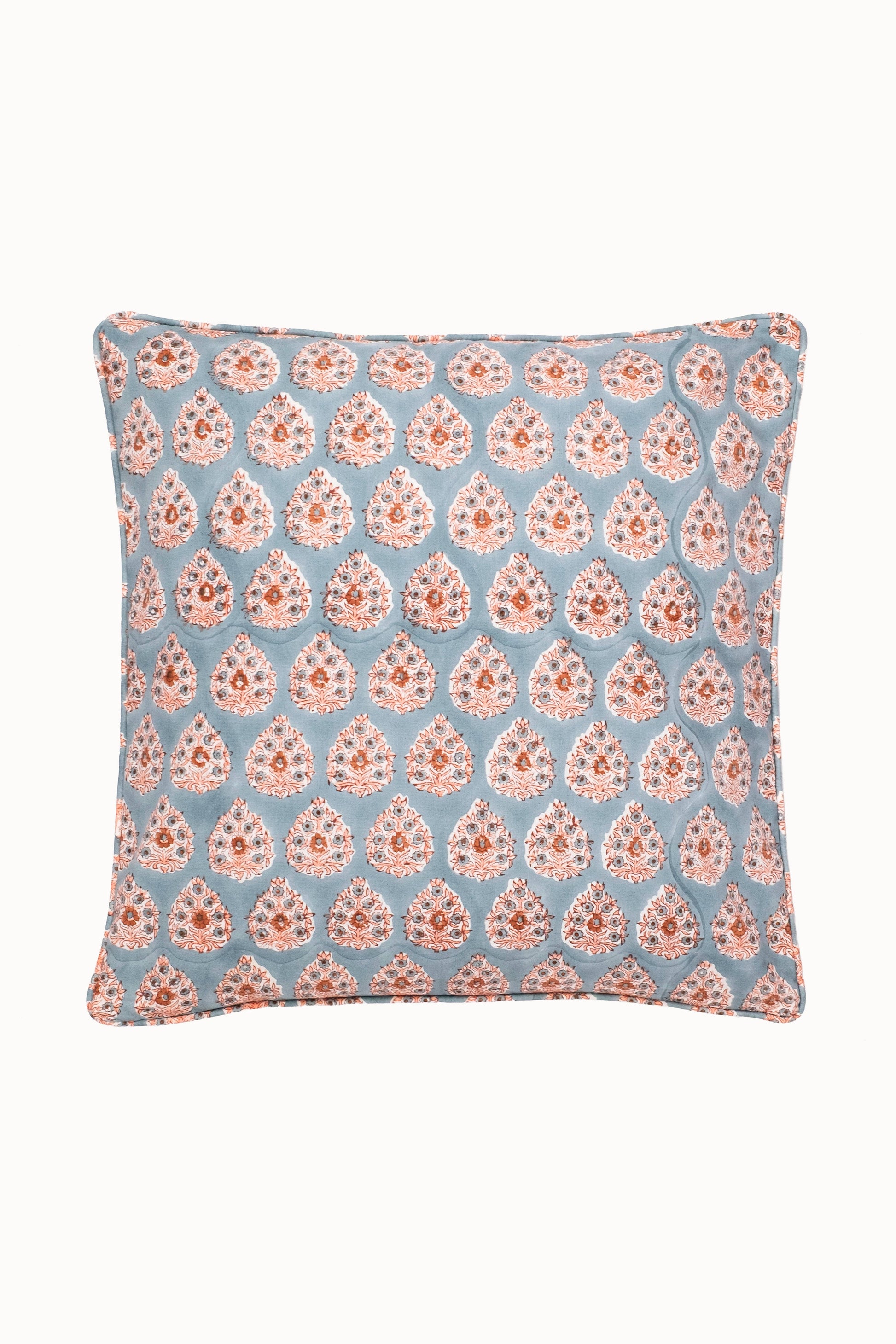 Terracotta Heirloom Buta Piped Blockprint Pillow Cover